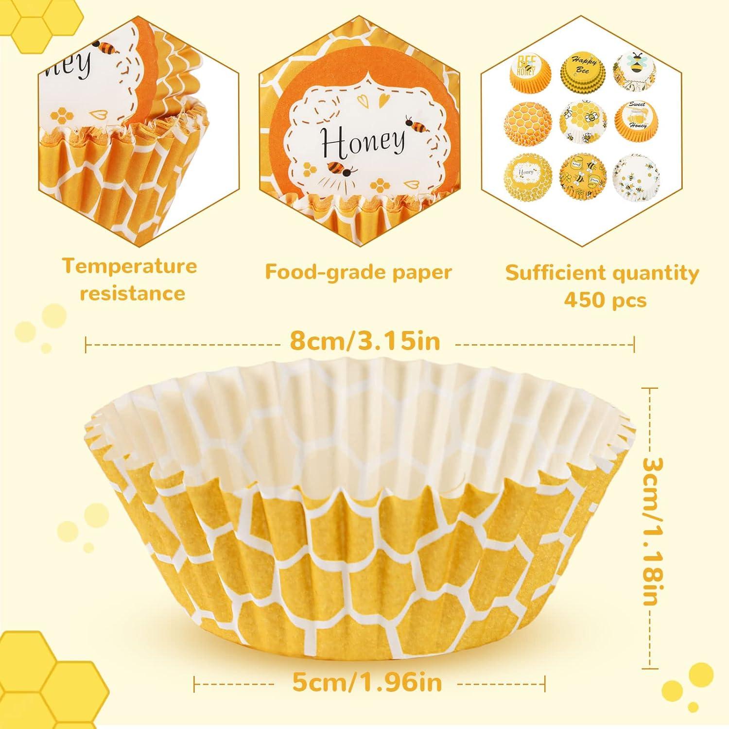 Forros de Cupcake SANNIX 450pcs Amarillos Abeja 5x3cm