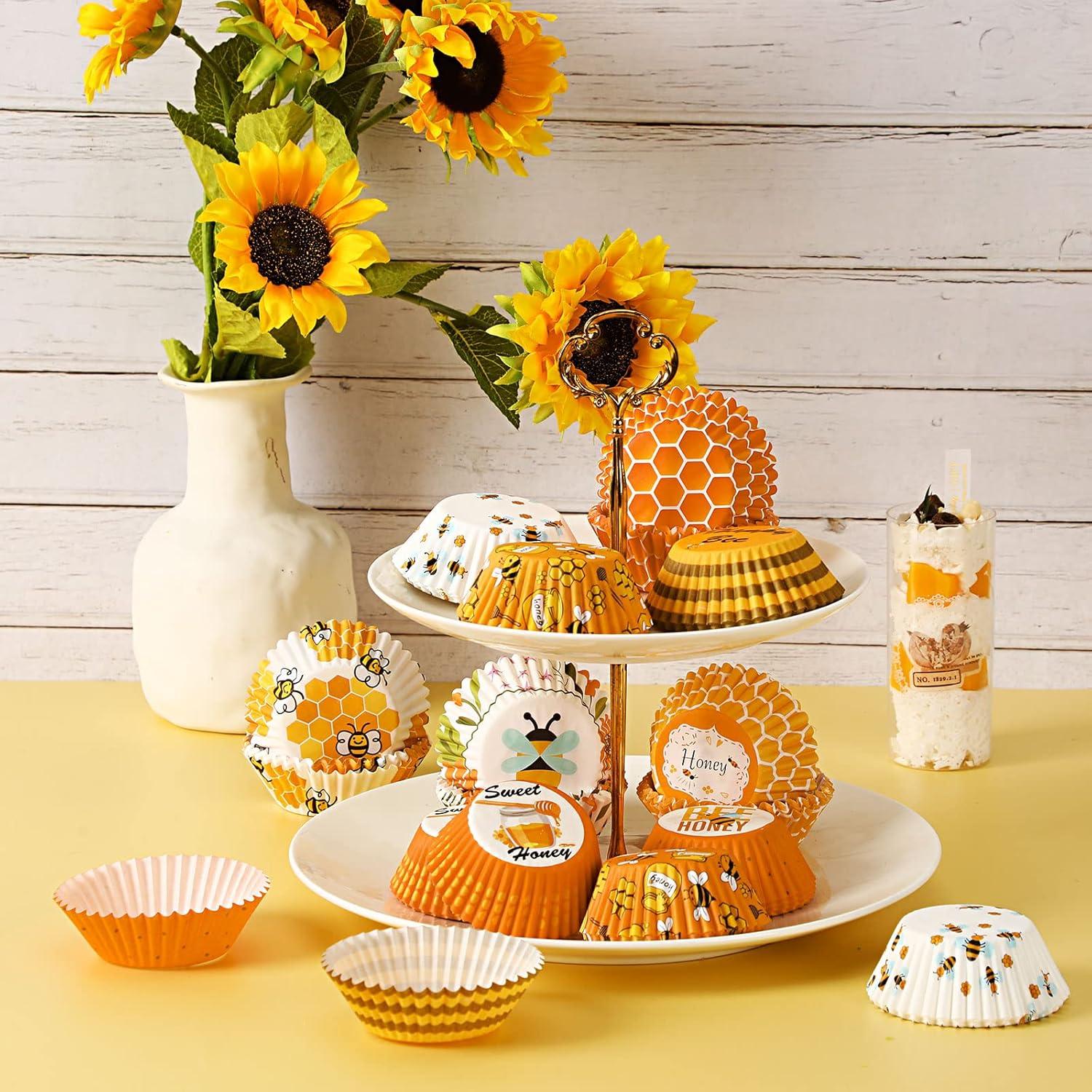 Forros de Cupcake SANNIX 450pcs Amarillos Abeja 5x3cm