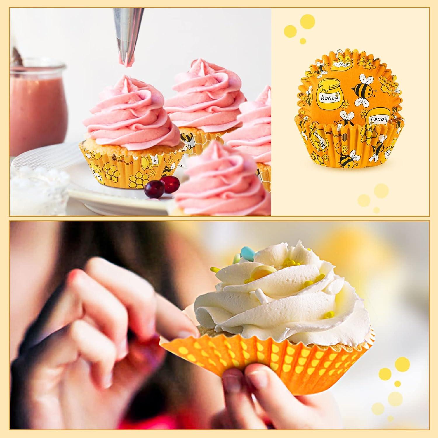 Forros de Cupcake SANNIX 450pcs Amarillos Abeja 5x3cm