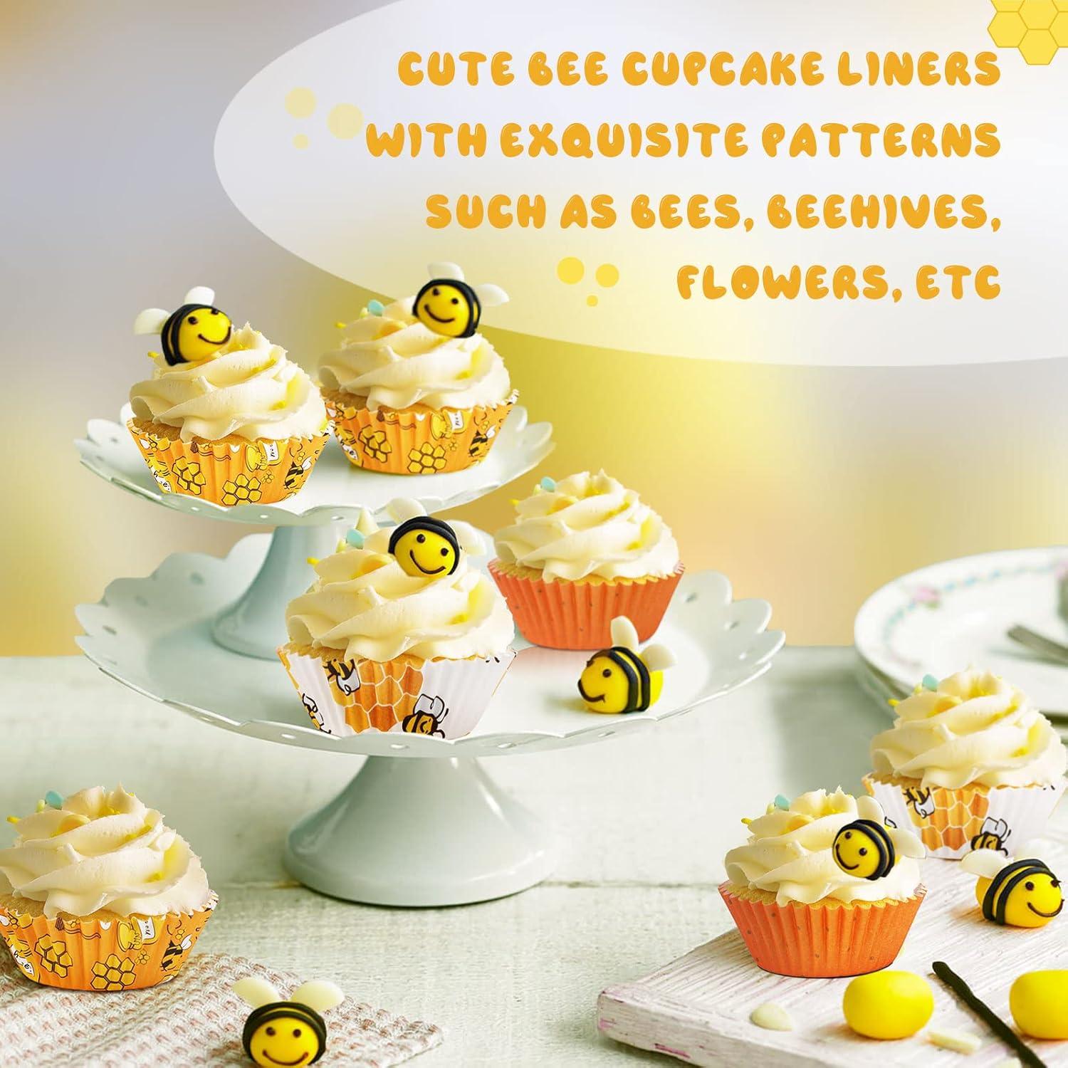 Forros de Cupcake SANNIX 450pcs Amarillos Abeja 5x3cm