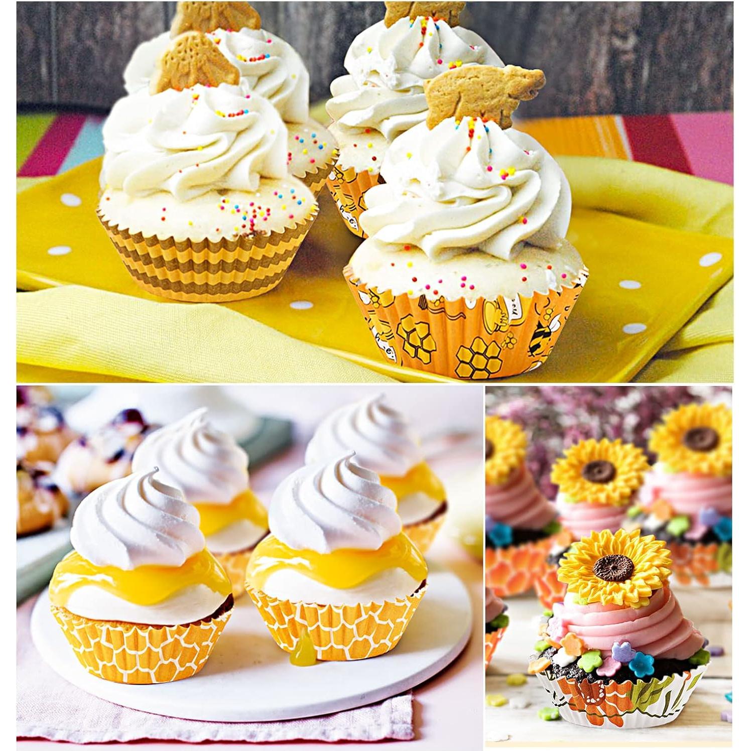 Forros de Cupcake SANNIX 450pcs Amarillos Abeja 5x3cm