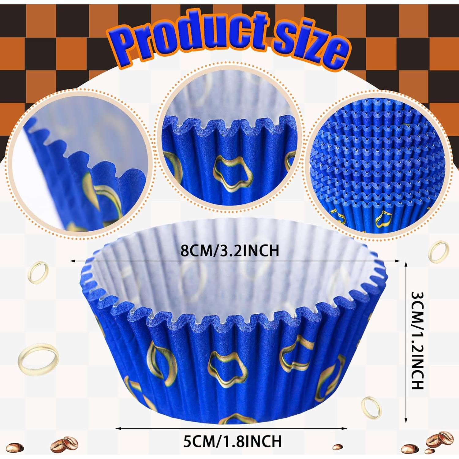 Forros de Cupcake Tioncy 300 Pcs Azul y Dorado 8 cm