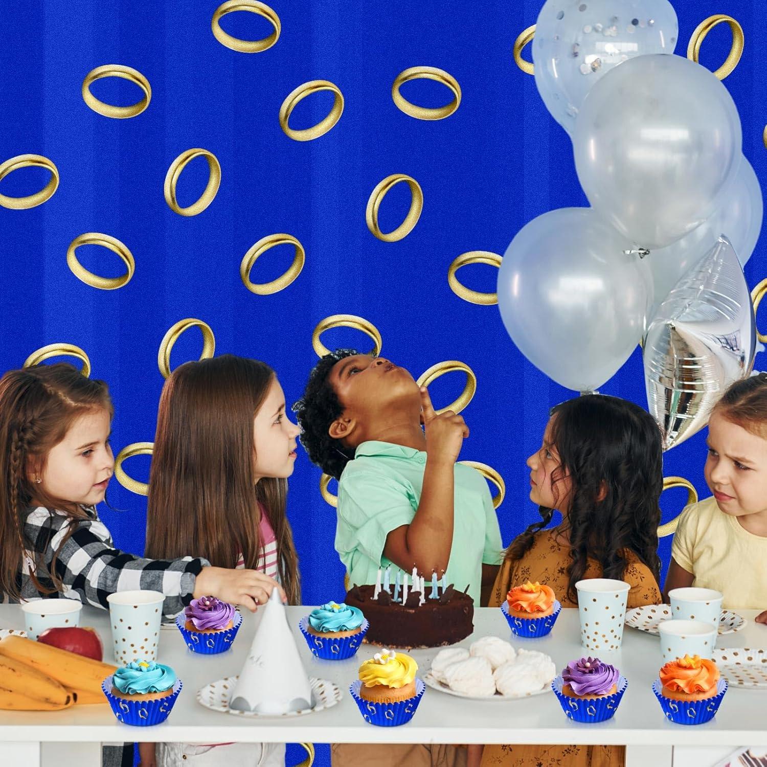 Forros de Cupcake Tioncy 300 Pcs Azul y Dorado 8 cm