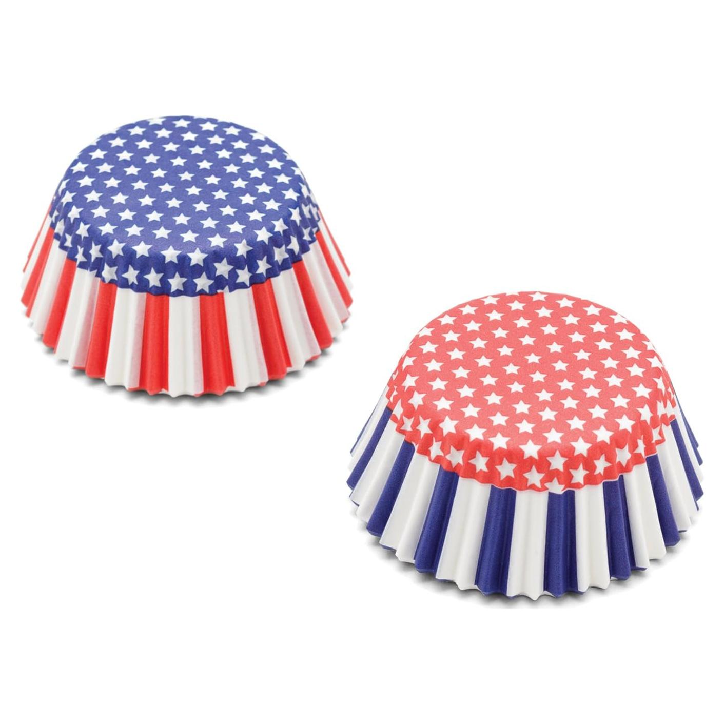 Forros de papel patrióticos Fox Run para muffins y cupcakes - 50 unidades