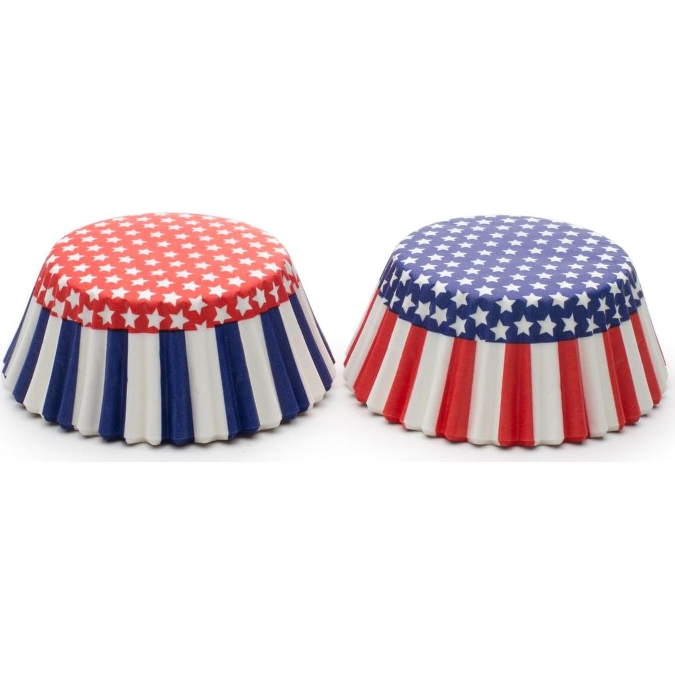 Forros de papel patrióticos Fox Run para muffins y cupcakes - 50 unidades