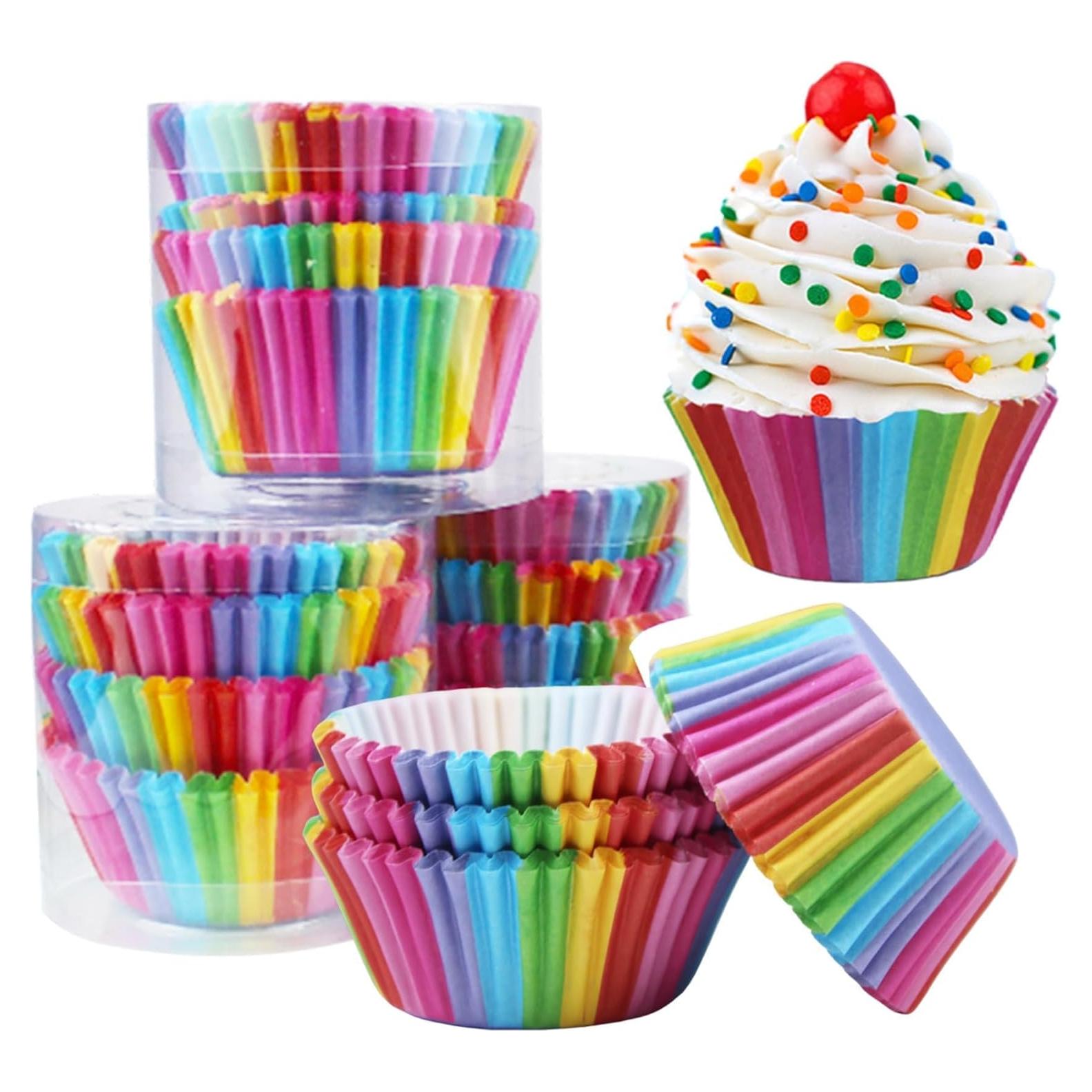 400 Forros de Cupcake Arcoíris Naturahand - Papel Grado Alimenticio