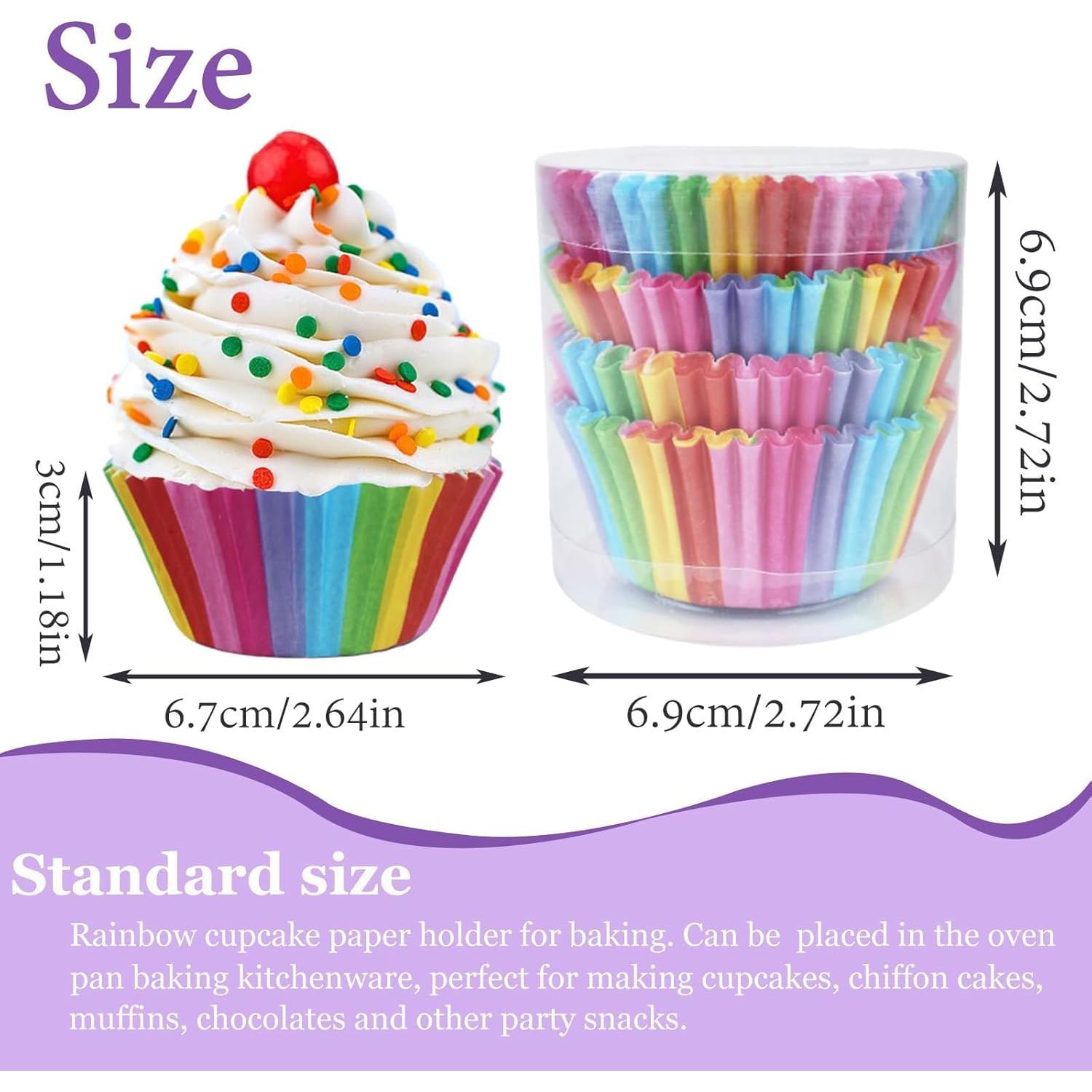 400 Forros de Cupcake Arcoíris Naturahand - Papel Grado Alimenticio