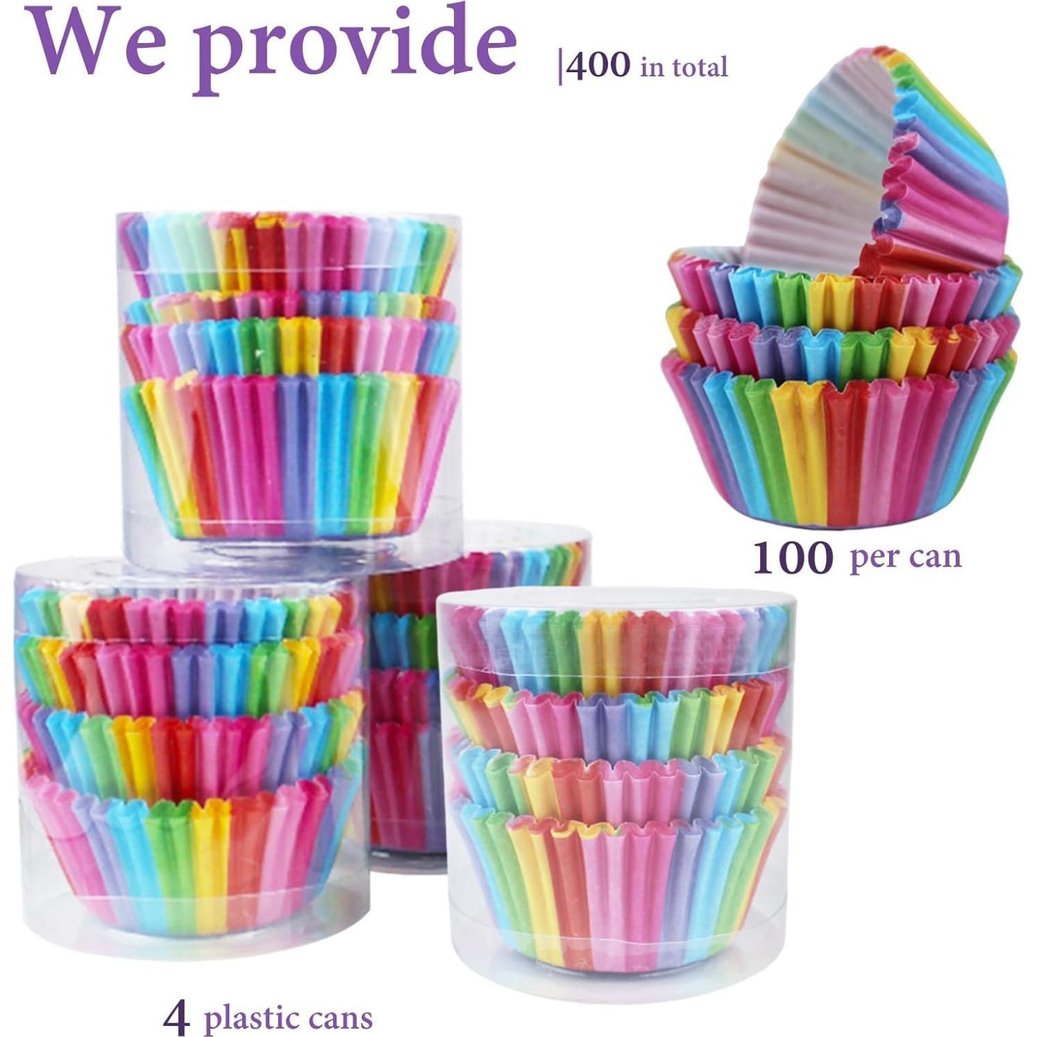 400 Forros de Cupcake Arcoíris Naturahand - Papel Grado Alimenticio