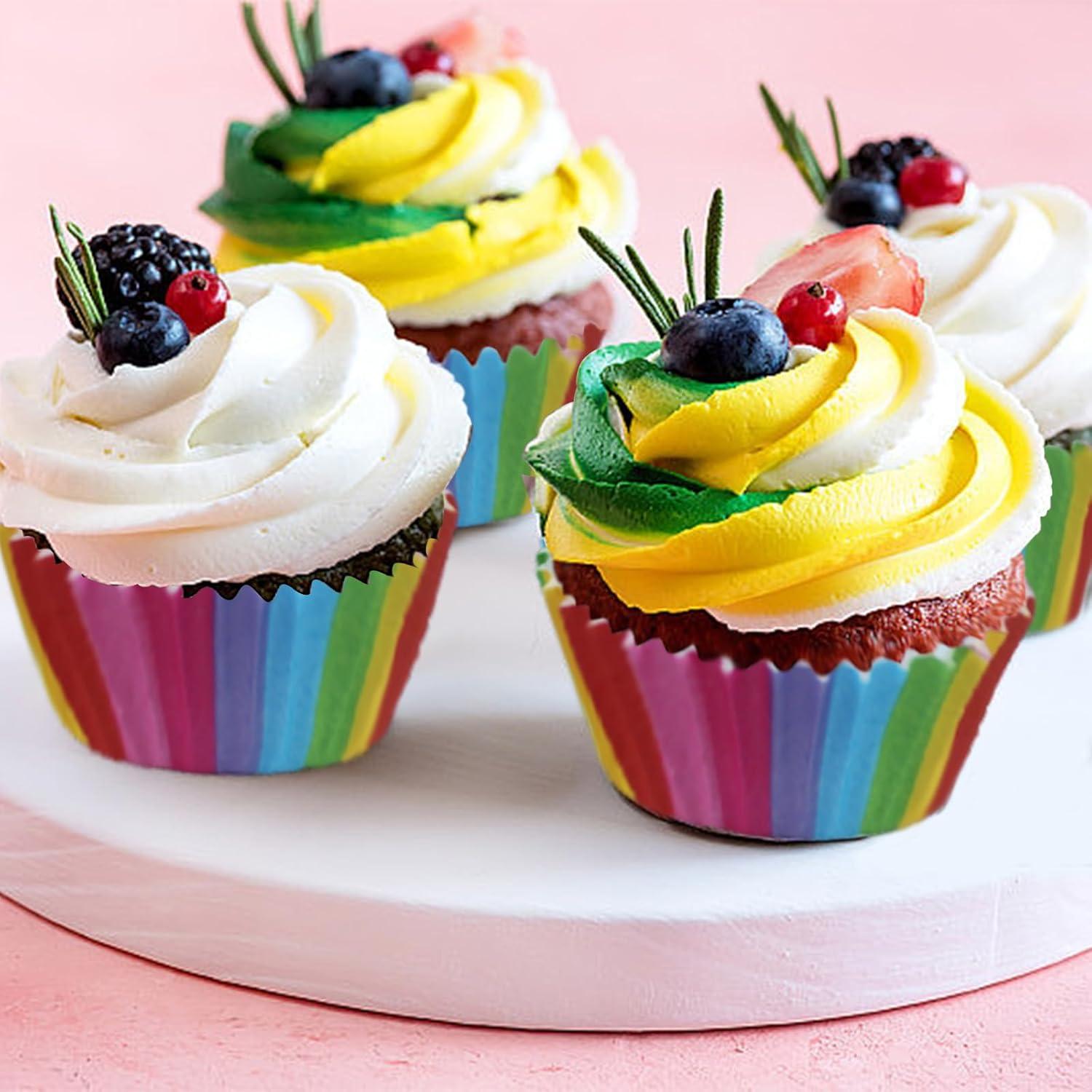 400 Forros de Cupcake Arcoíris Naturahand - Papel Grado Alimenticio