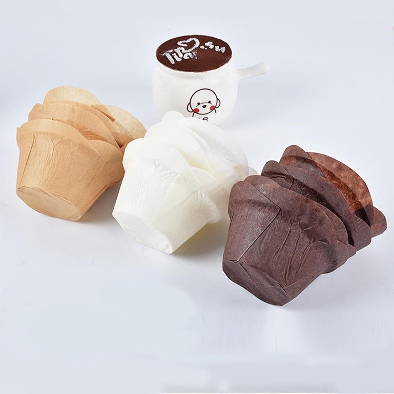 50 Forros de Papel para Cupcakes IAXSEE Blancos 5 cm