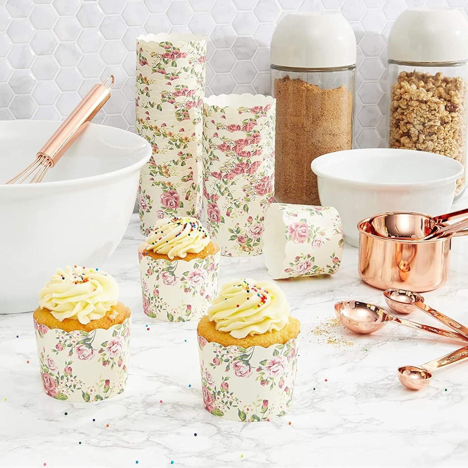 Forros para Cupcakes Florales Vintage Sparkle y Bash - 50 Unidades