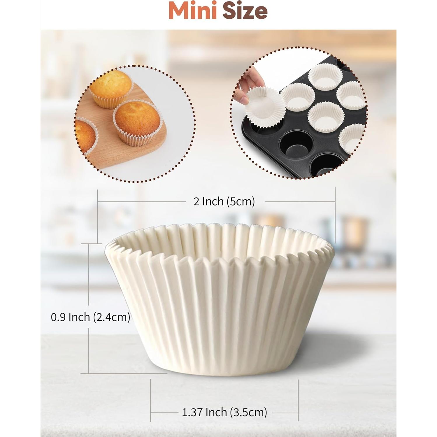 Forros de Cupcake Mini Bake Choice 400pcs Blancos Antiadherentes