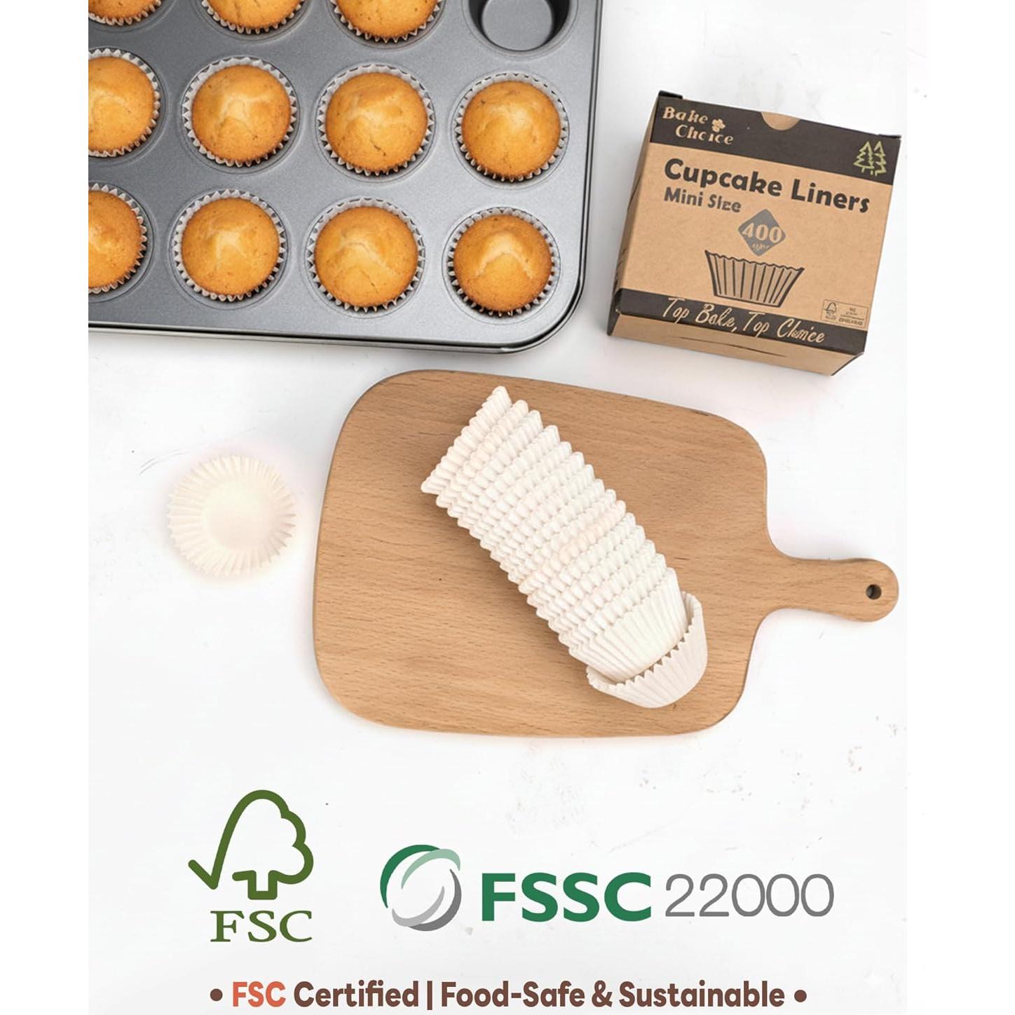 Forros de Cupcake Mini Bake Choice 400pcs Blancos Antiadherentes