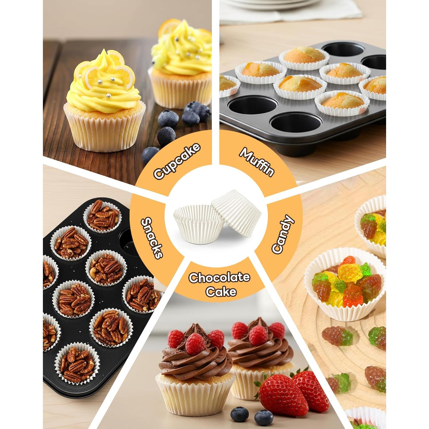 Forros de Cupcake Mini Bake Choice 400pcs Blancos Antiadherentes