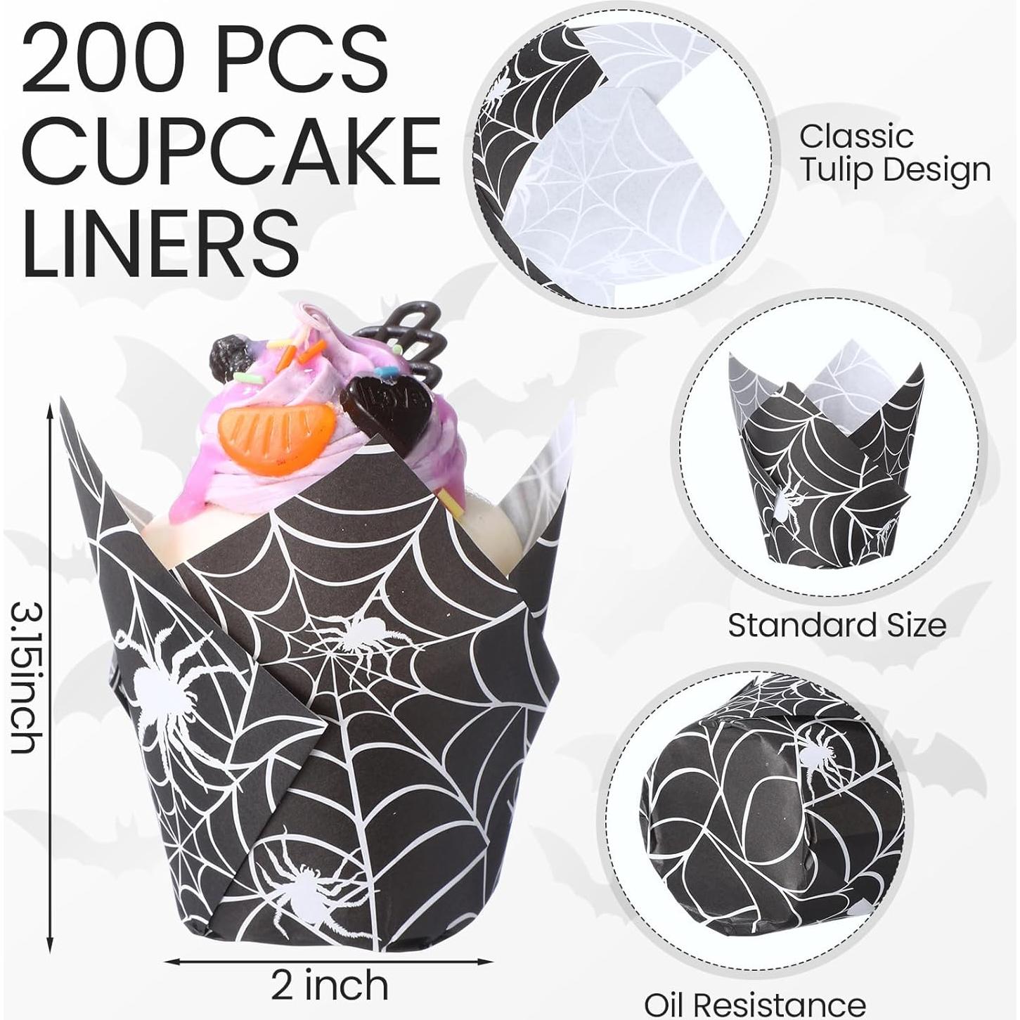 Forros de Papel para Cupcakes Maxdot 200 Pcs Halloween Tulipán