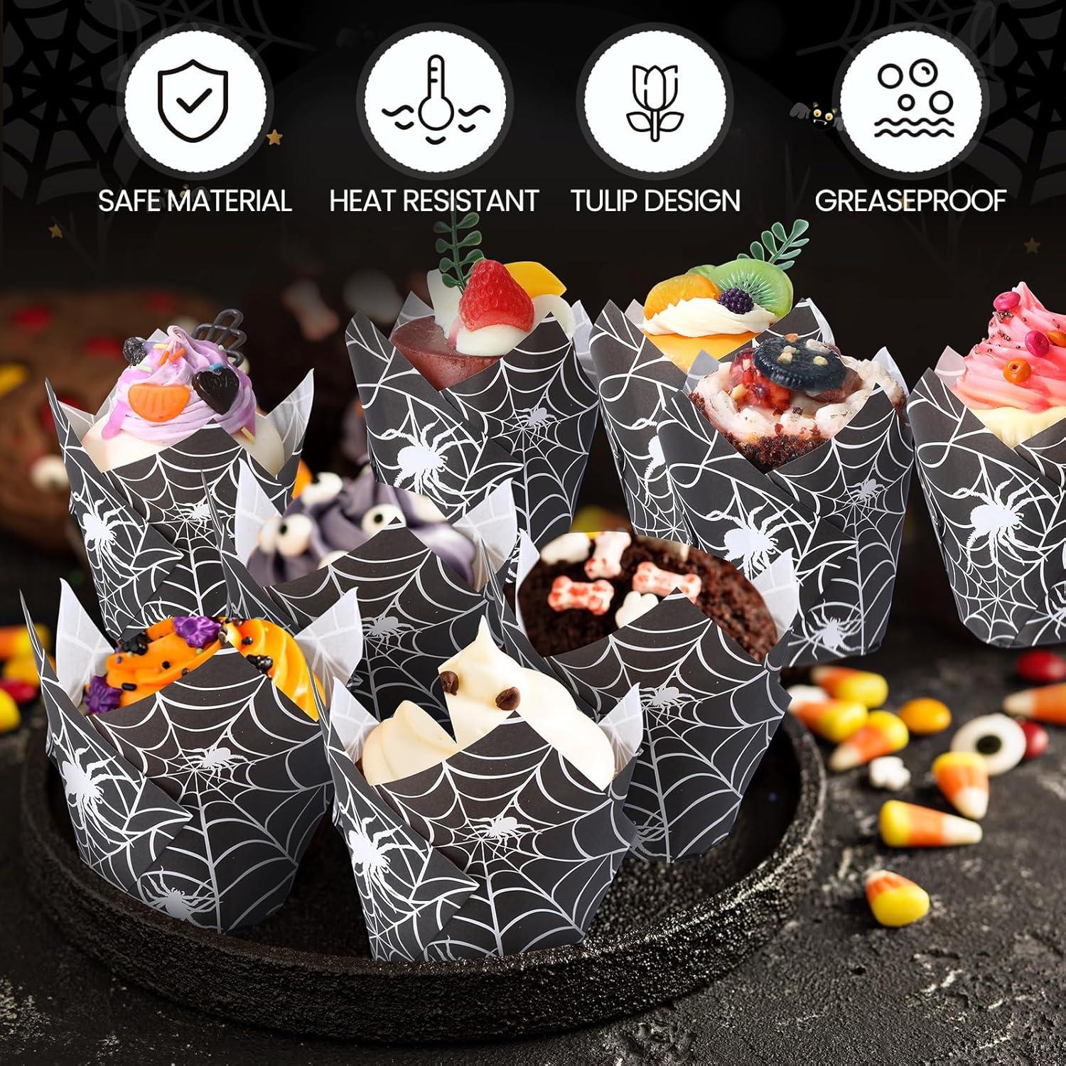 Forros de Papel para Cupcakes Maxdot 200 Pcs Halloween Tulipán