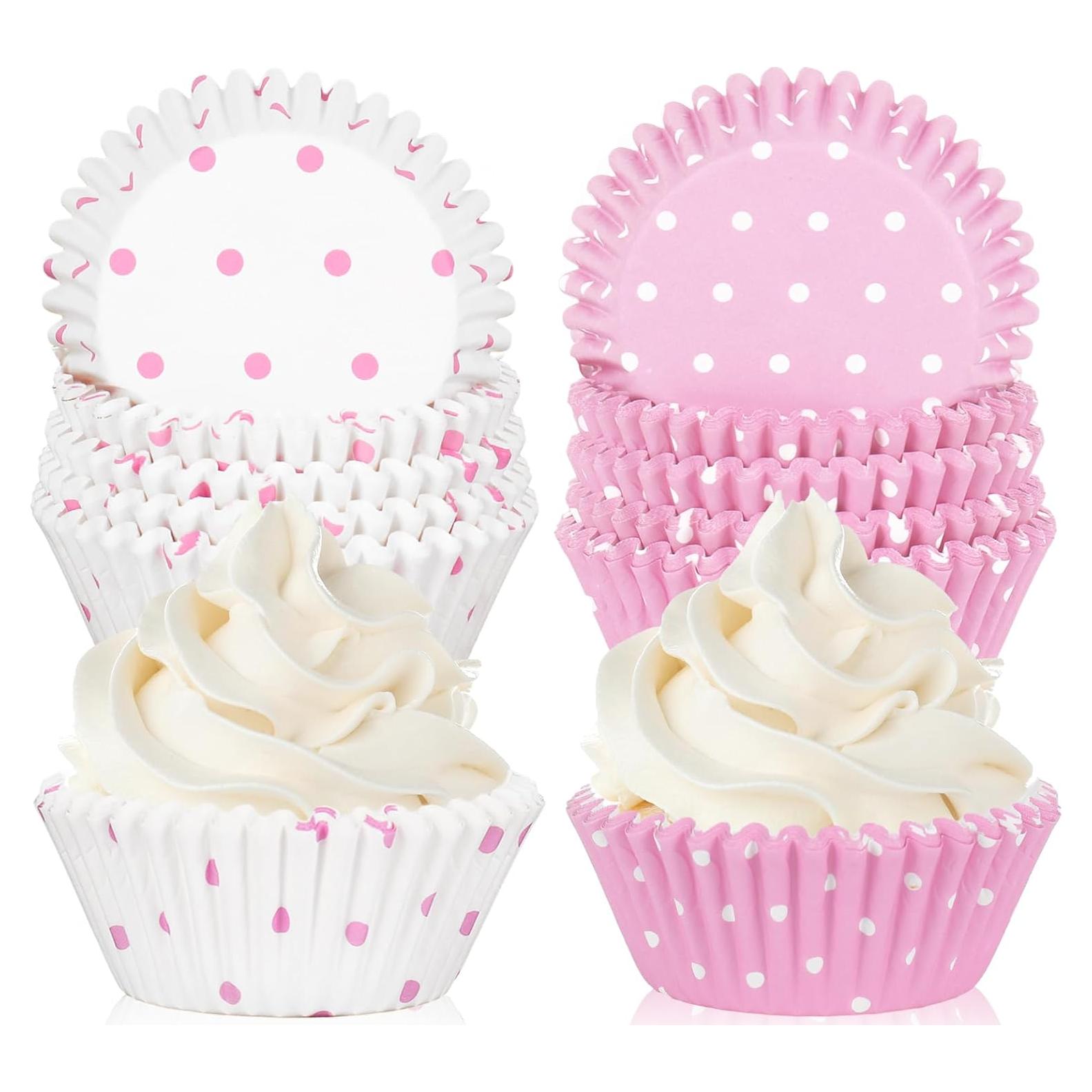 300 Forros de Cupcake Rosa y Blanco FYSUIMU 5.08 cm