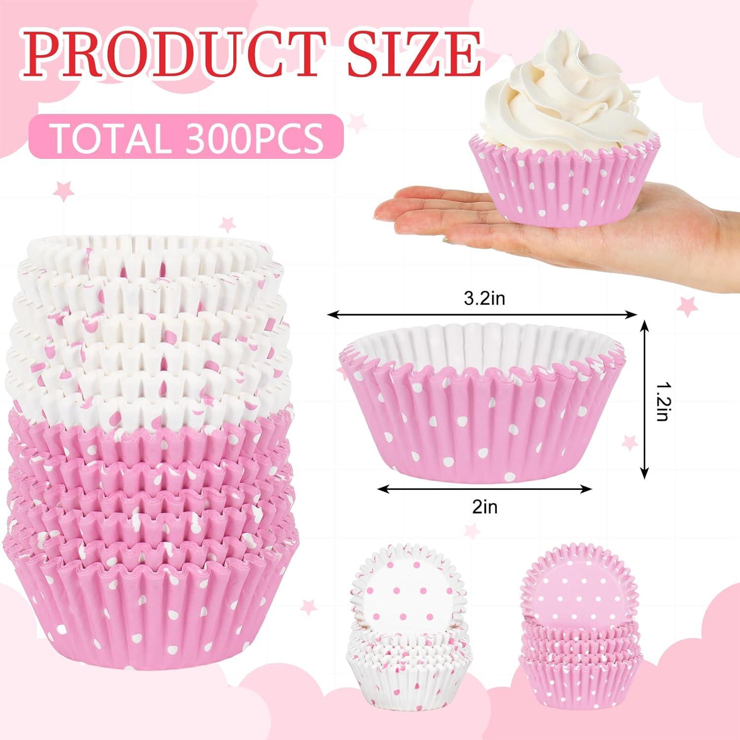 300 Forros de Cupcake Rosa y Blanco FYSUIMU 5.08 cm