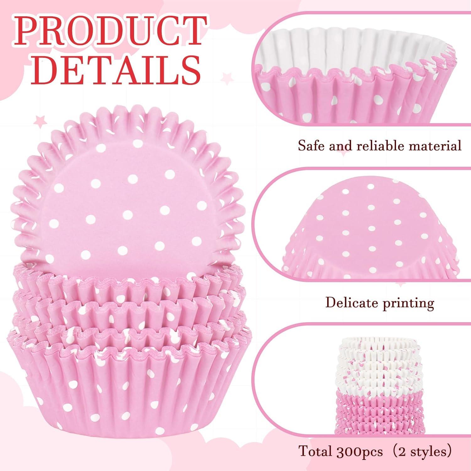 300 Forros de Cupcake Rosa y Blanco FYSUIMU 5.08 cm