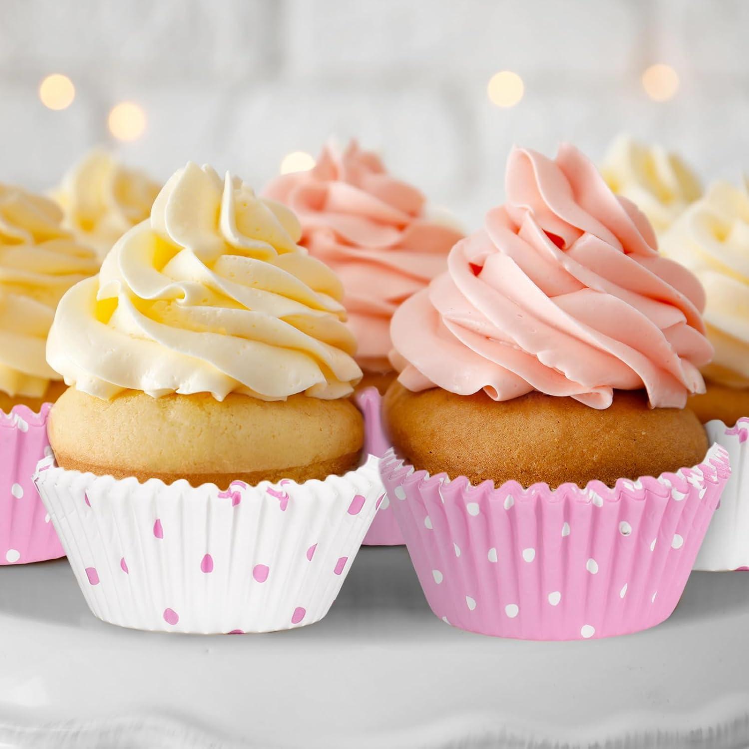 300 Forros de Cupcake Rosa y Blanco FYSUIMU 5.08 cm