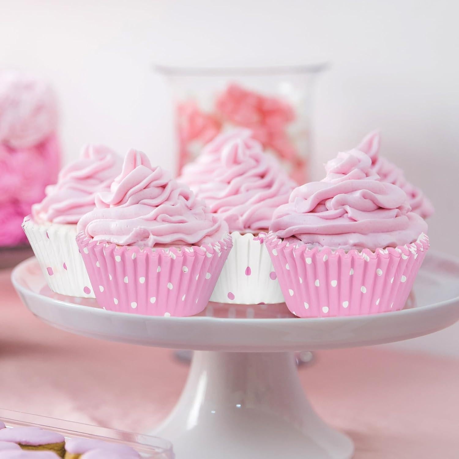 300 Forros de Cupcake Rosa y Blanco FYSUIMU 5.08 cm