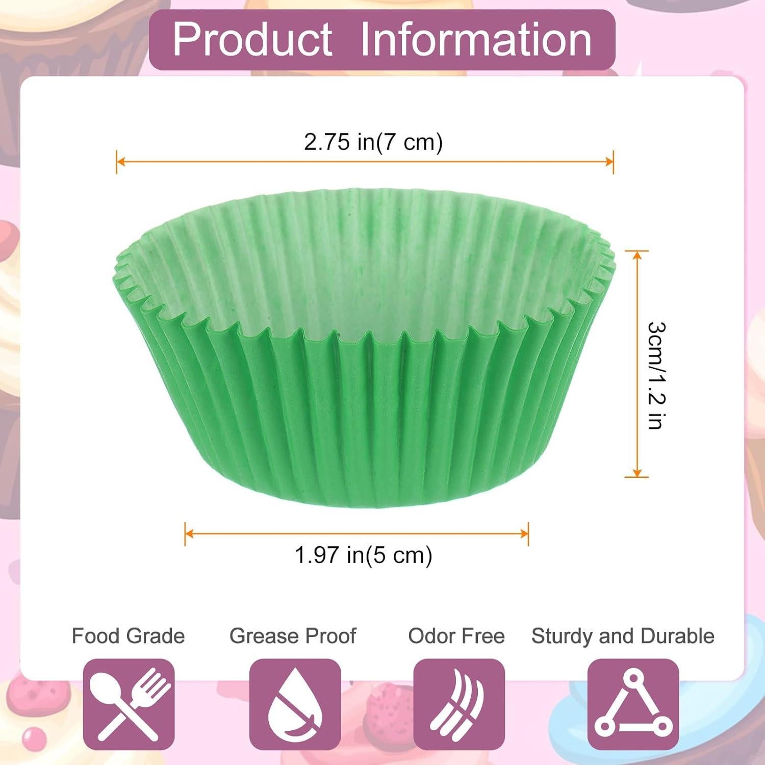 Forros para Cupcakes Verde HARFINGTON 100 Unidades 7 cm