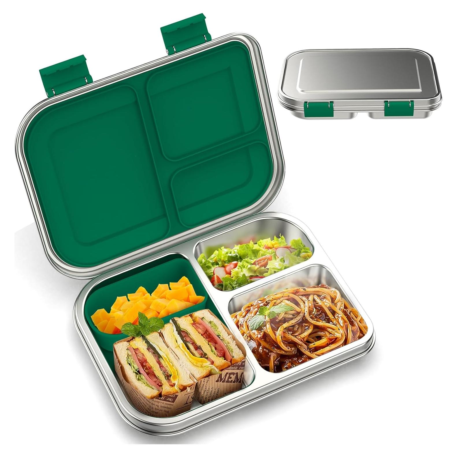 Caja de Almuerzo Bento Acero Inoxidable BOSEDSANG 1200ml Verde