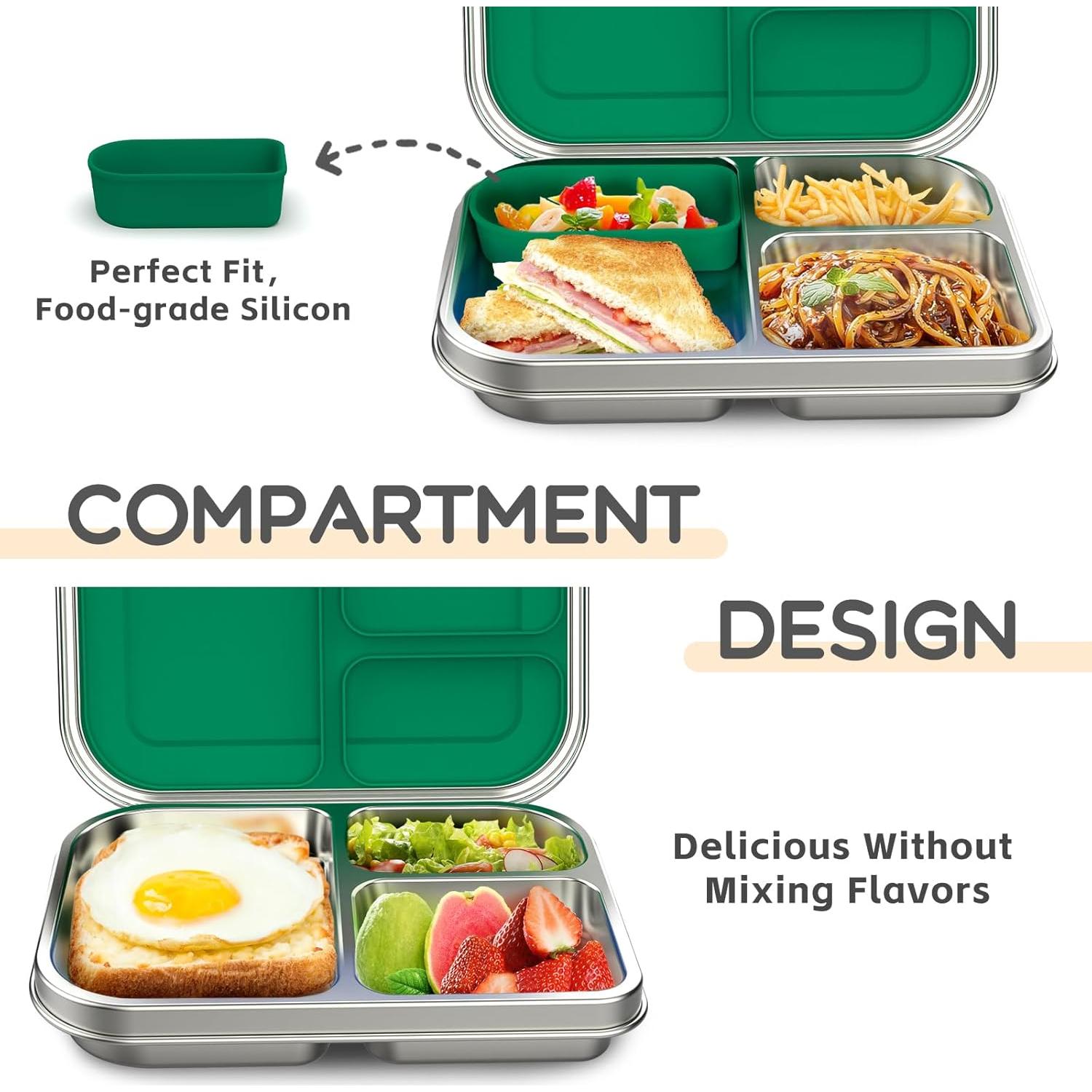 Caja de Almuerzo Bento Acero Inoxidable BOSEDSANG 1200ml Verde