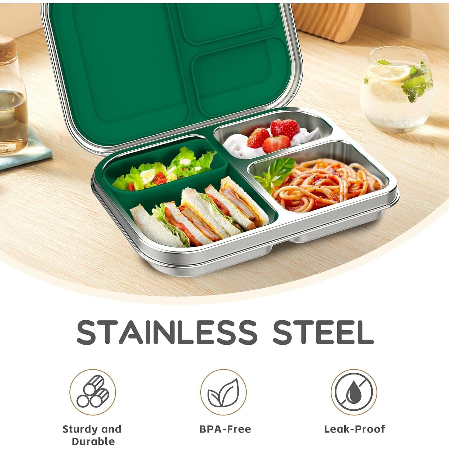 Caja de Almuerzo Bento Acero Inoxidable BOSEDSANG 1200ml Verde
