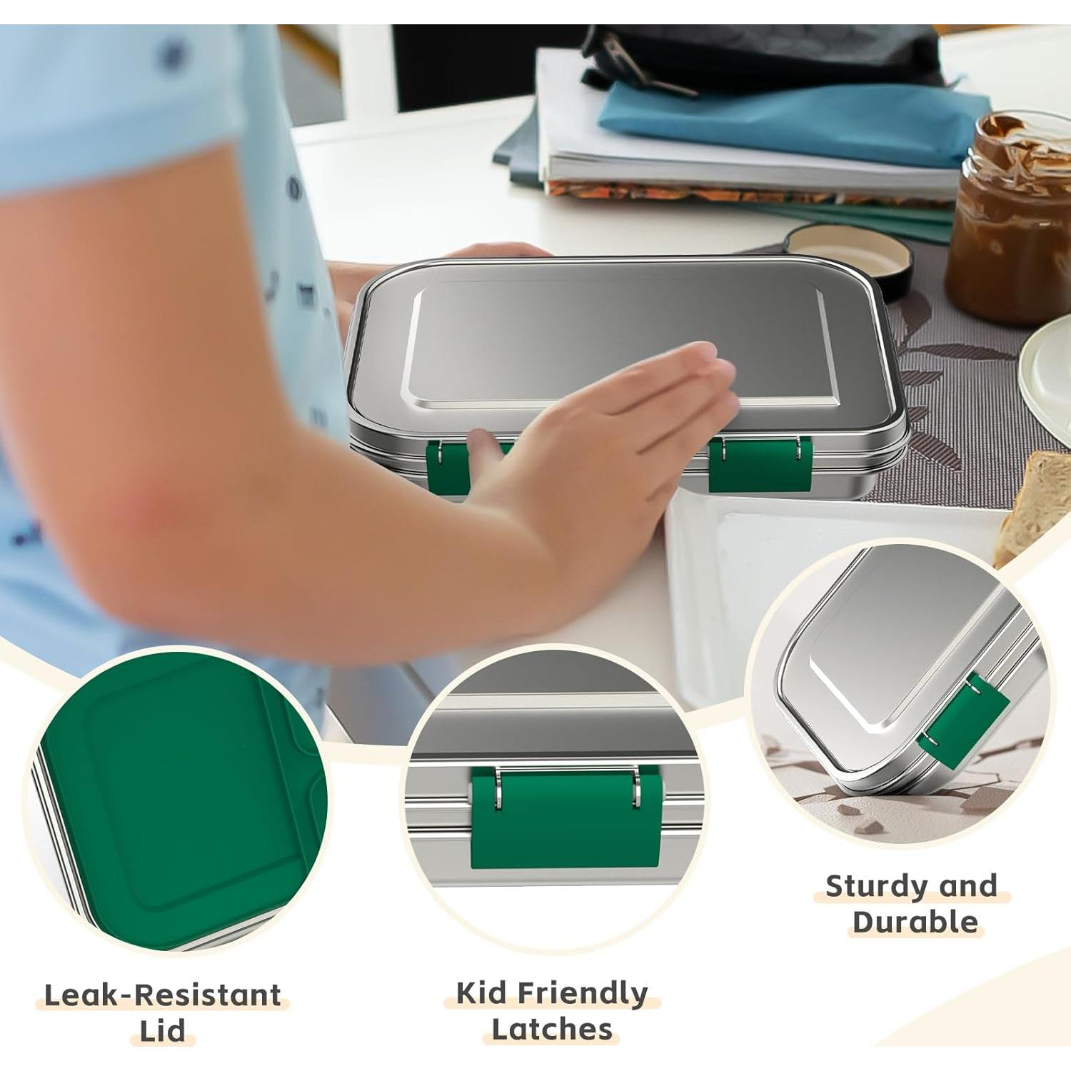 Caja de Almuerzo Bento Acero Inoxidable BOSEDSANG 1200ml Verde