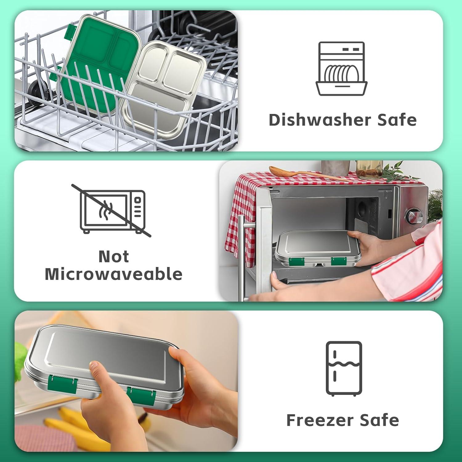 Caja de Almuerzo Bento Acero Inoxidable BOSEDSANG 1200ml Verde