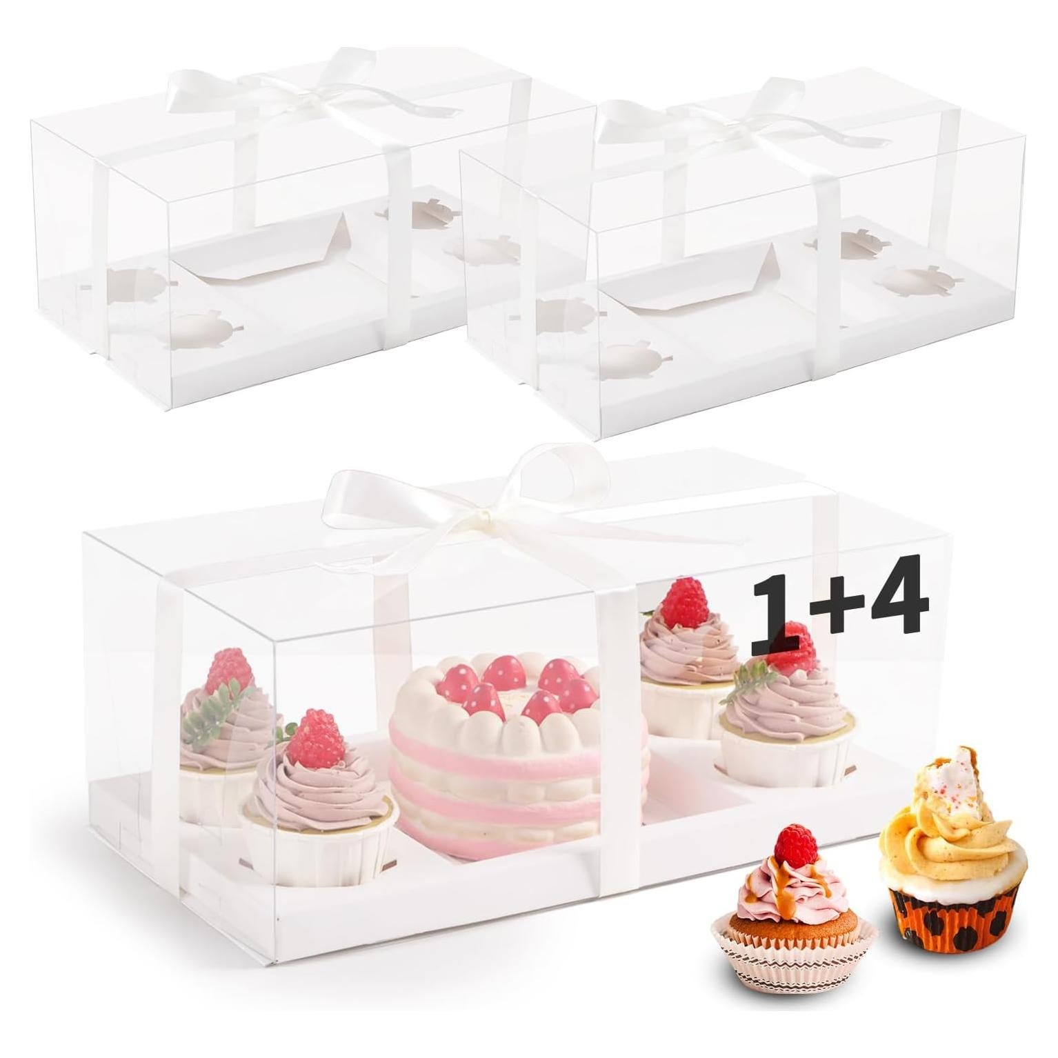 Cajas de Cupcakes Transparentes JCD 1+4 - 3 Piezas