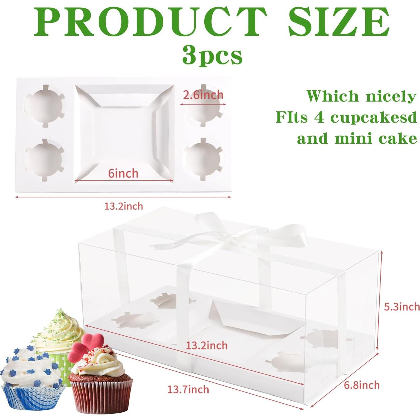 Cajas de Cupcakes Transparentes JCD 1+4 - 3 Piezas