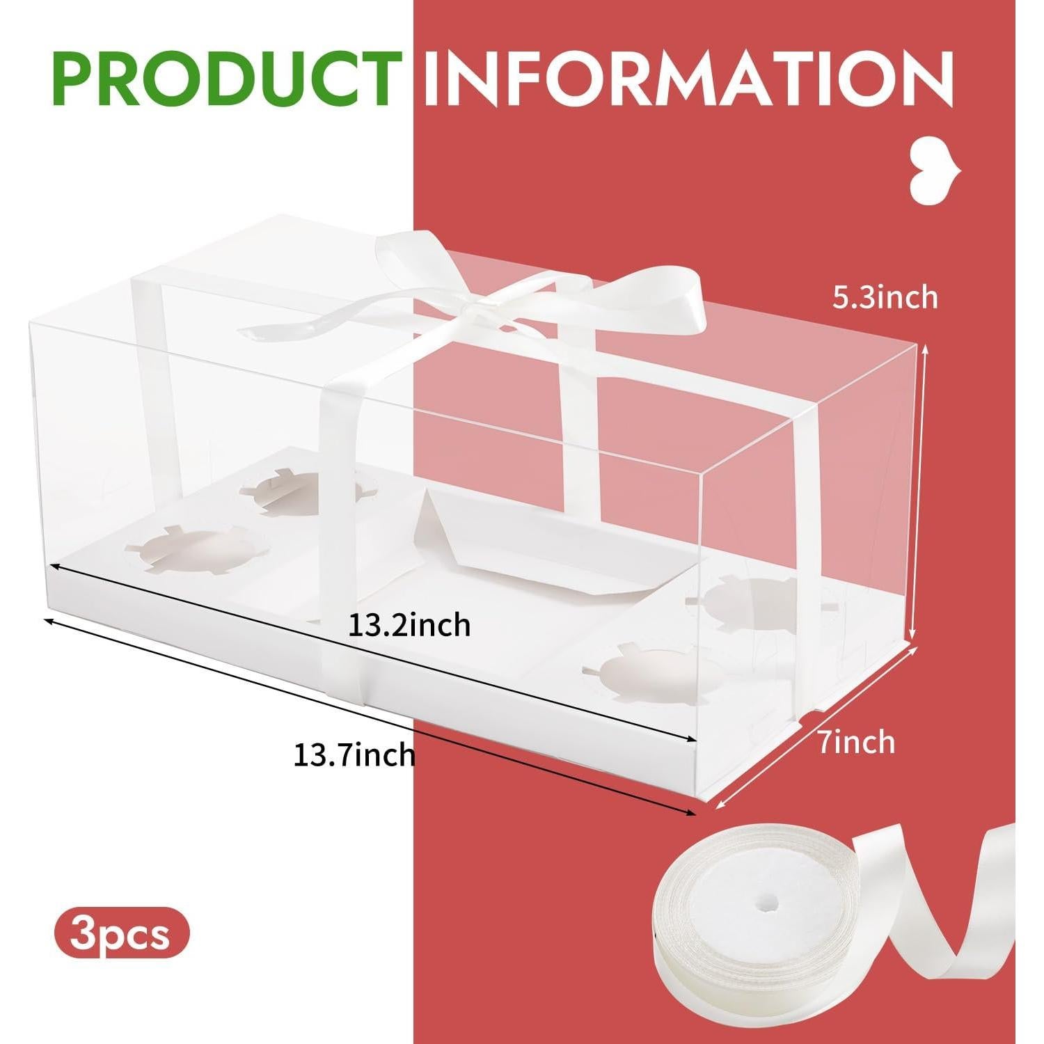 Cajas de Cupcakes Transparentes JCD 1+4 - 3 Piezas