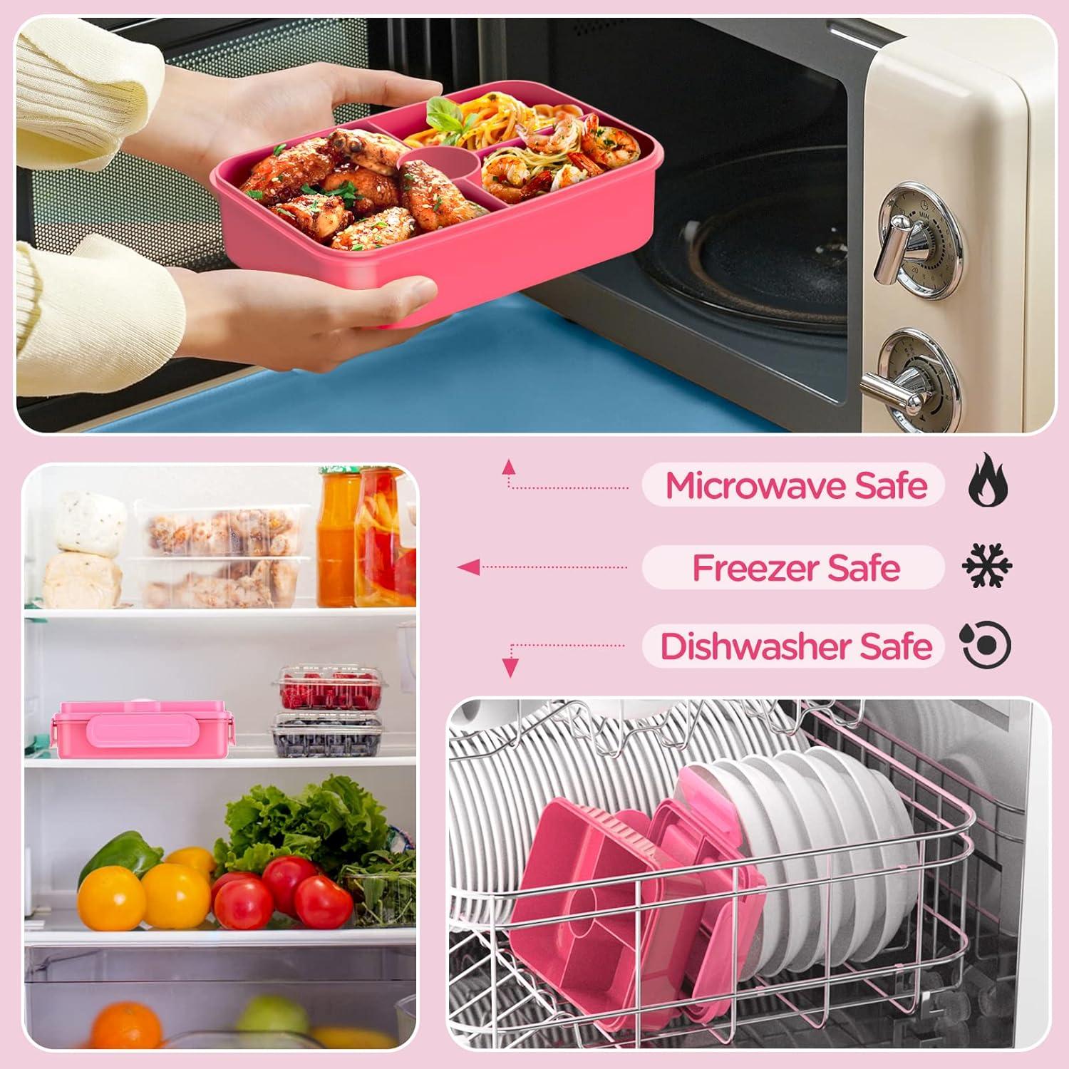 Caja de Almuerzo Bento DaCool Rosa 7.5 Tazas 4 Compartimentos