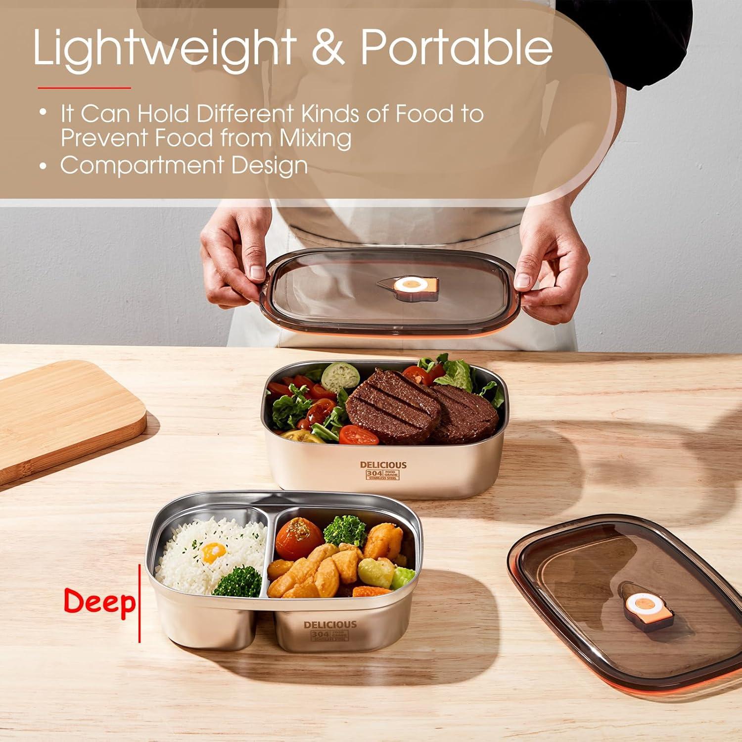 Caja Bento Acero Inoxidable Kabbas 1.2L y 1.7L Hermética