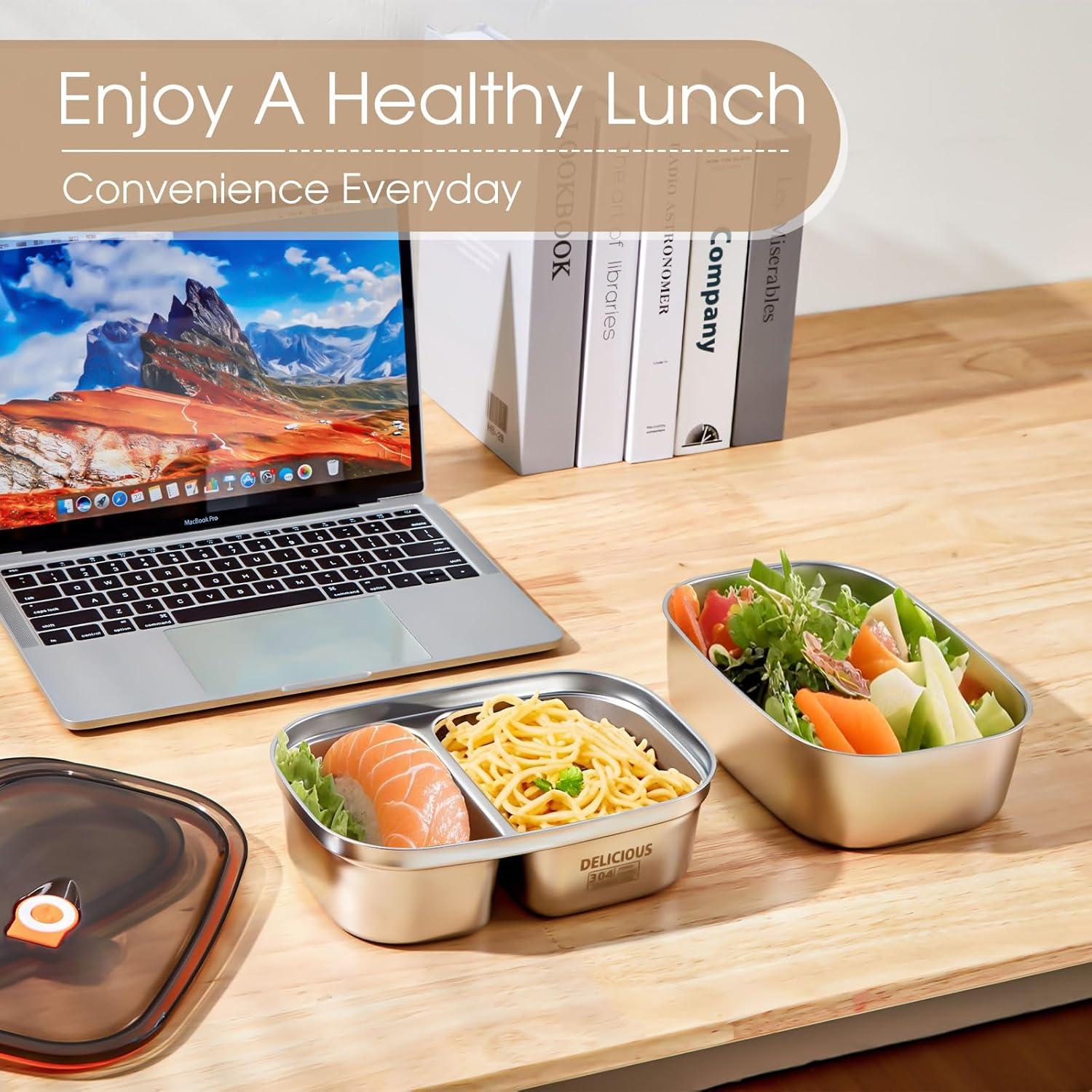 Caja Bento Acero Inoxidable Kabbas 1.2L y 1.7L Hermética