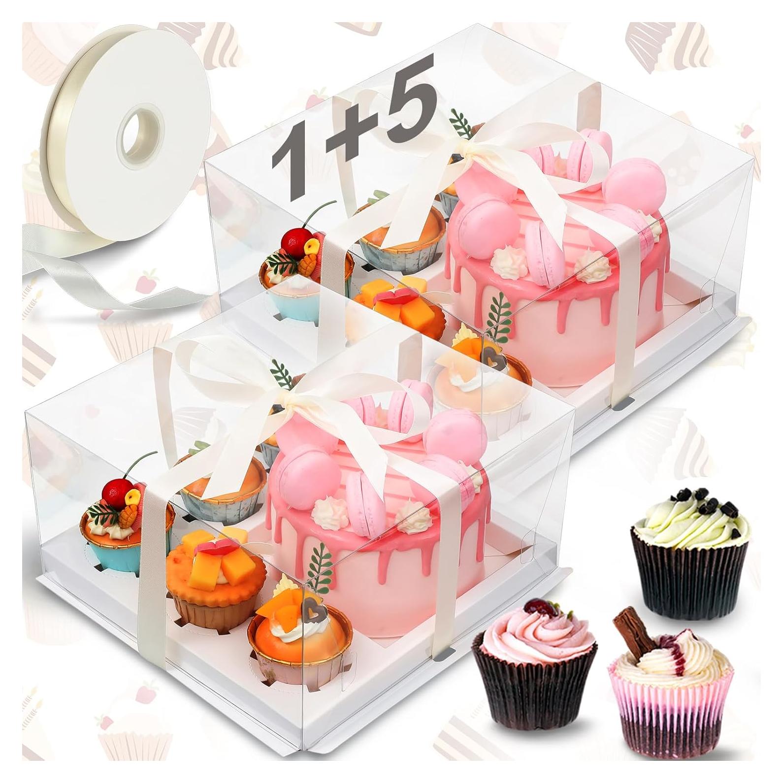 Paquete de 2 cajas bento para pastel y cupcakes Sayglossy