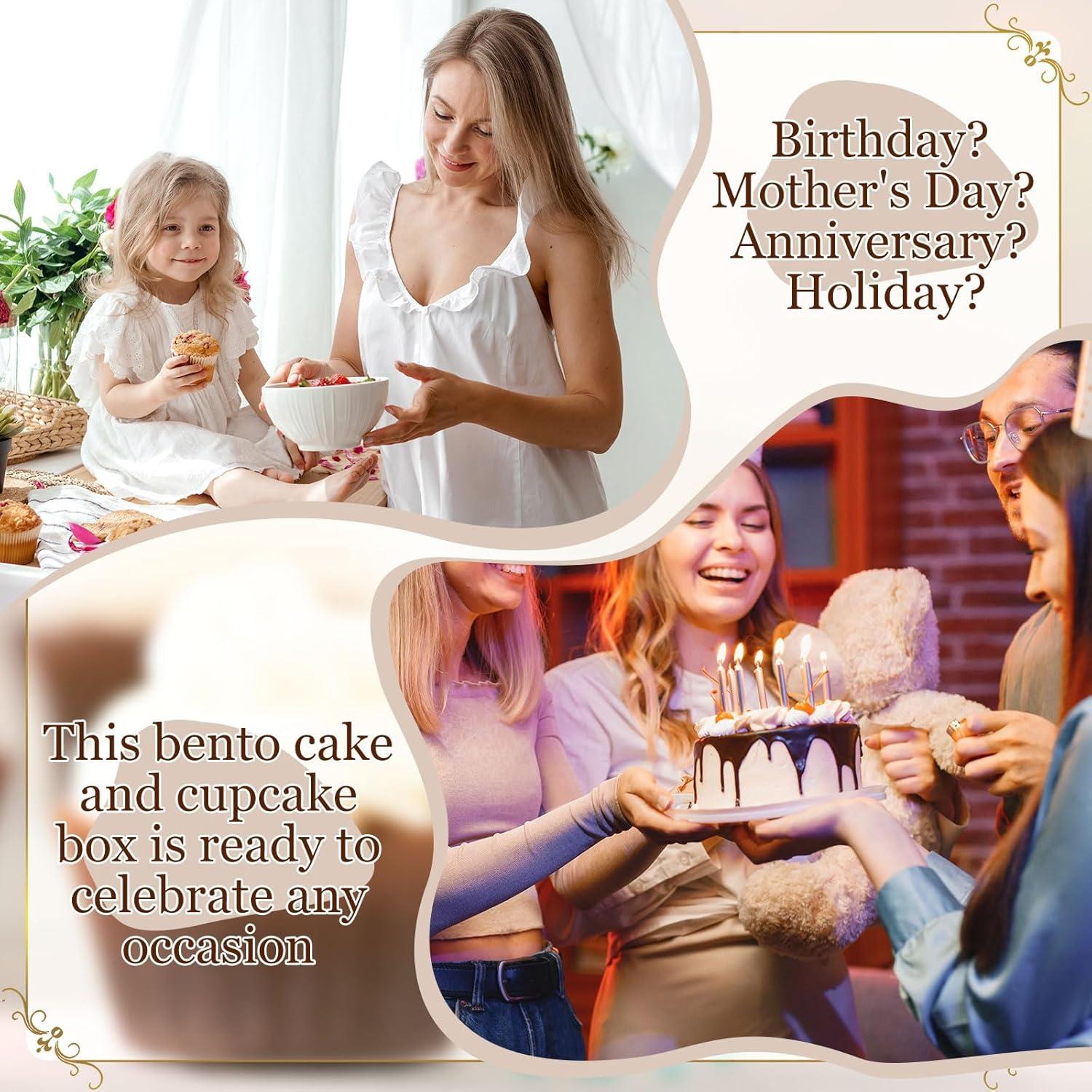 Paquete de 2 cajas bento para pastel y cupcakes Sayglossy