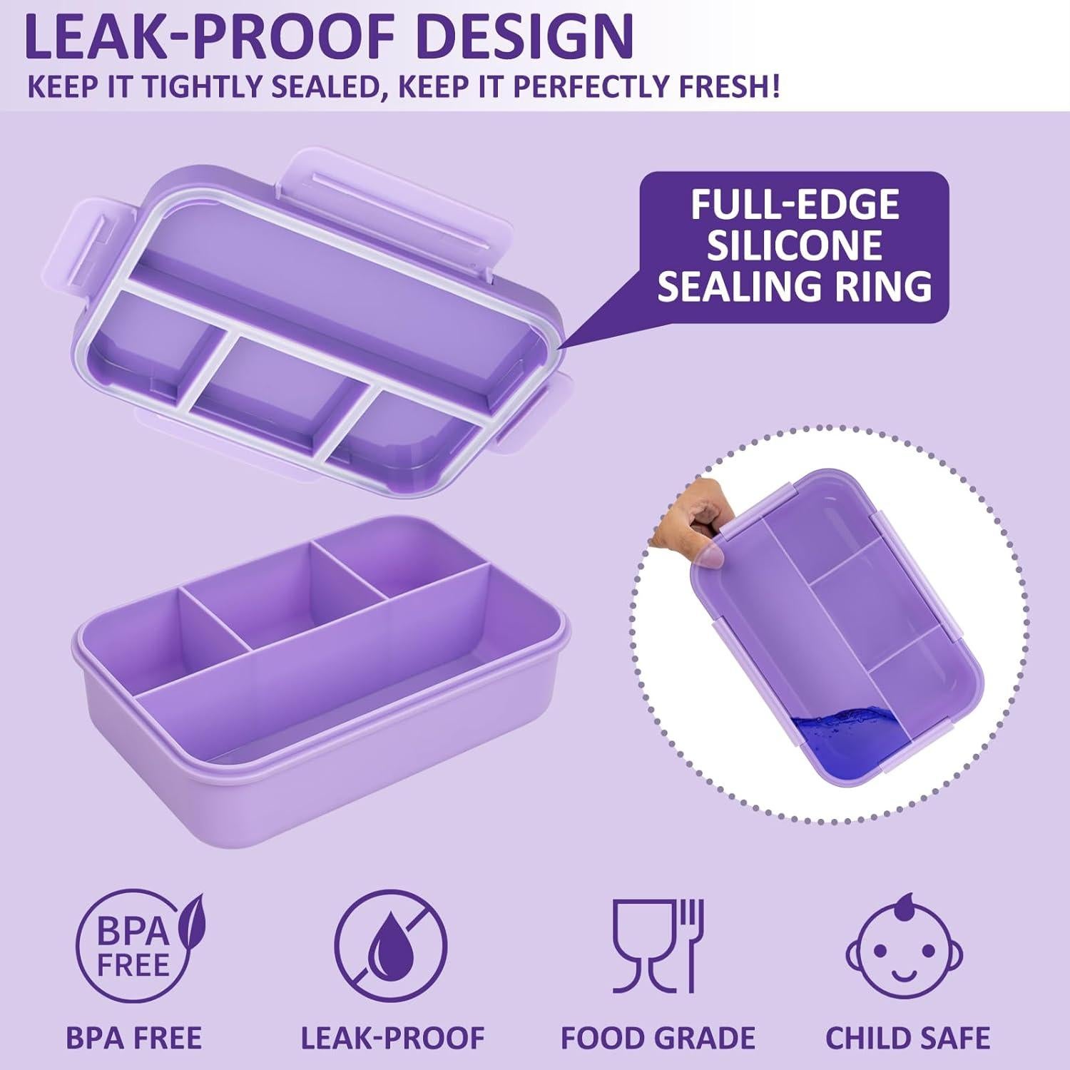 Caja de Almuerzo Bento Annaklin Morada 4 Compartimentos 45.8 oz