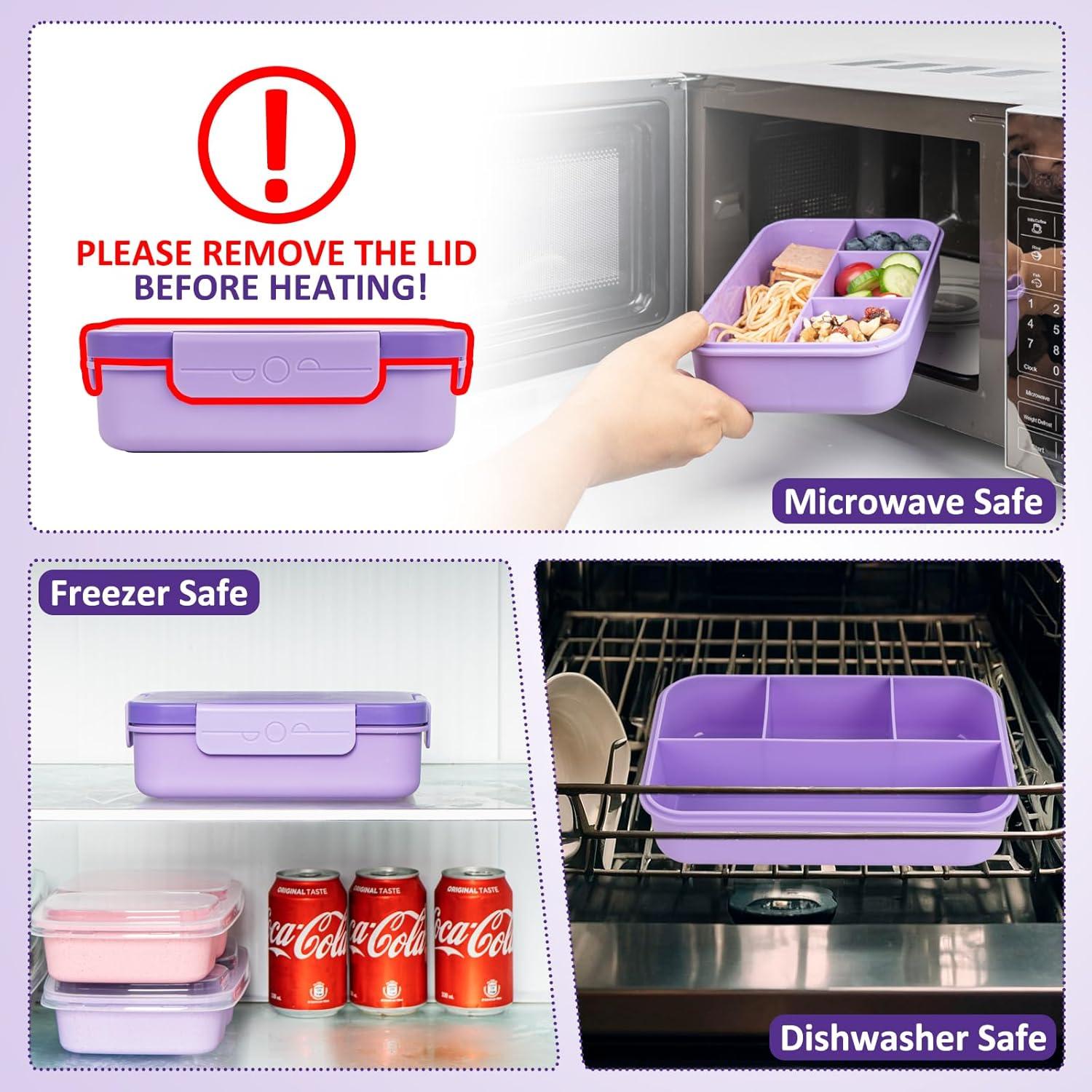 Caja de Almuerzo Bento Annaklin Morada 4 Compartimentos 45.8 oz