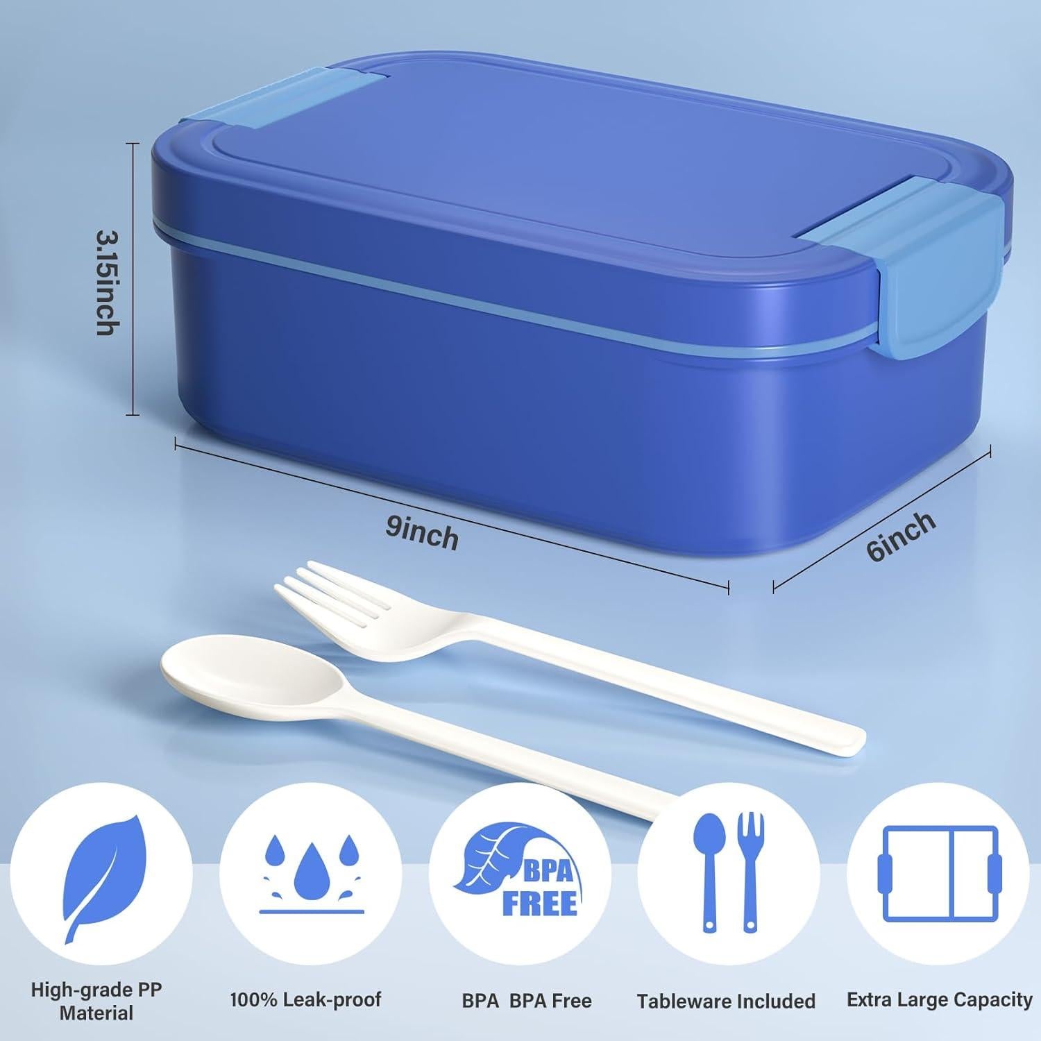Caja Bento Azul Winproper 66oz 1960ml a Prueba de Fugas