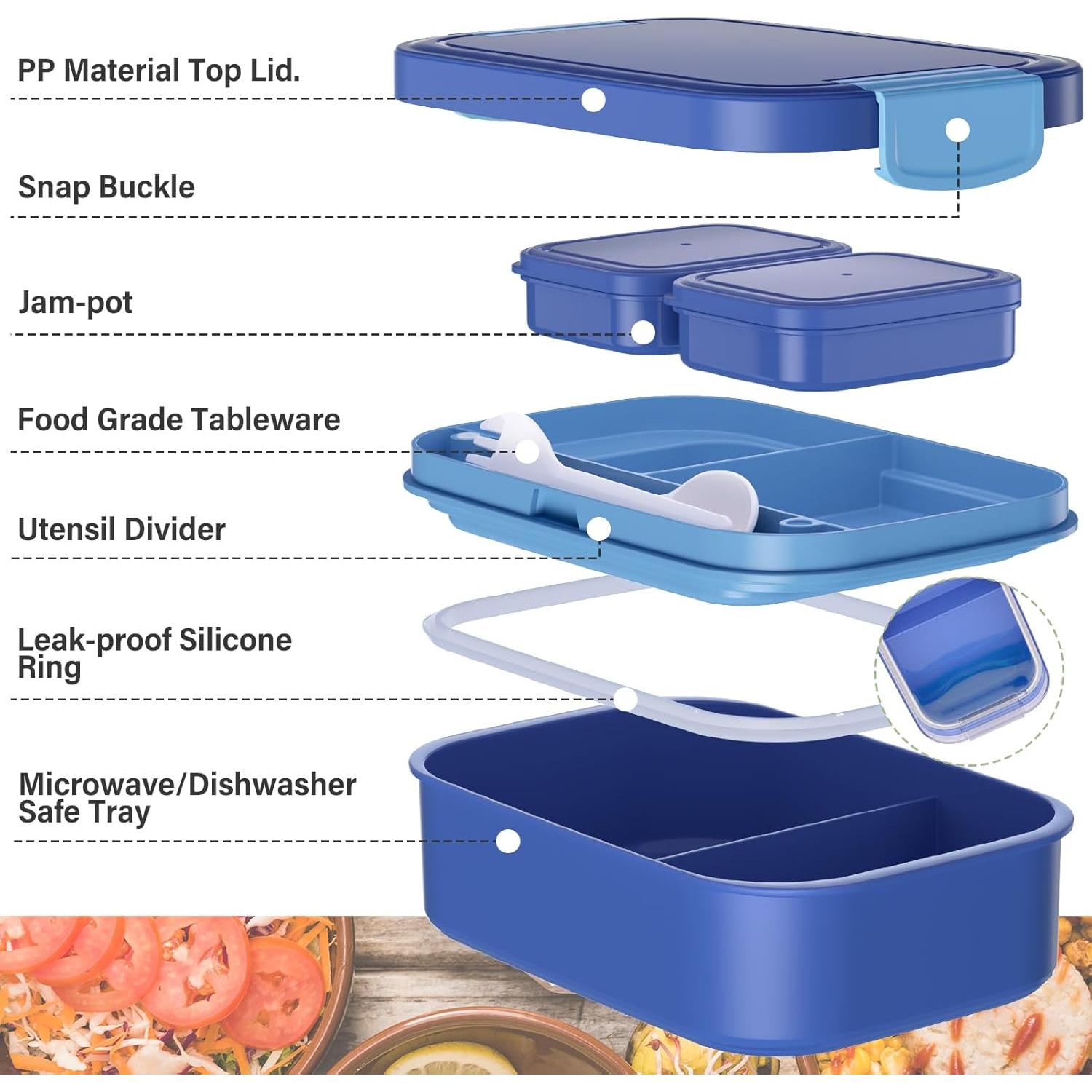 Caja Bento Azul Winproper 66oz 1960ml a Prueba de Fugas