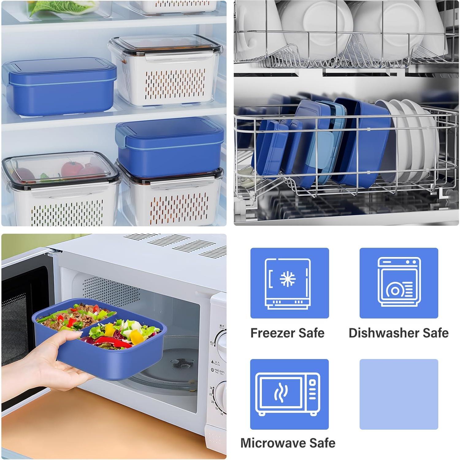 Caja Bento Azul Winproper 66oz 1960ml a Prueba de Fugas