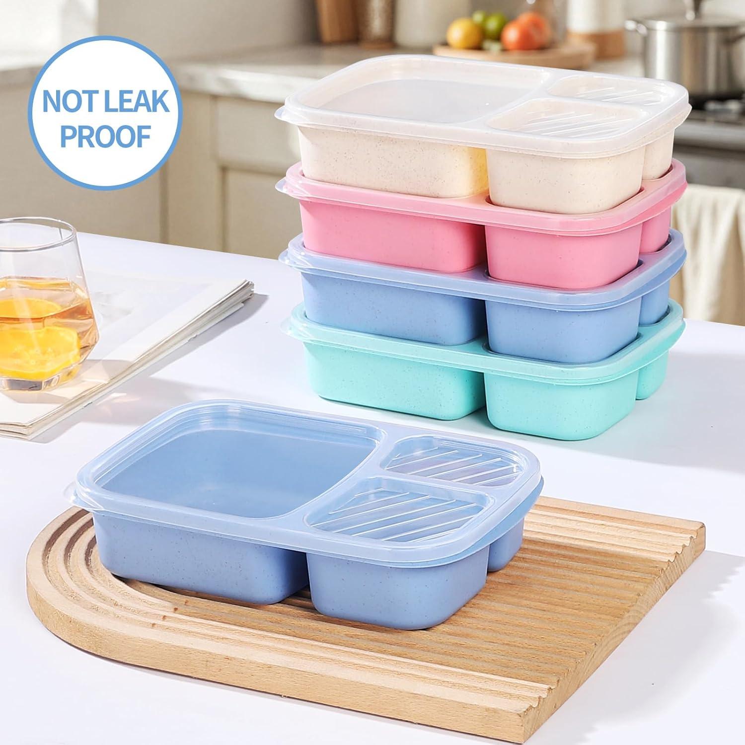 Paquete de 5 Bento Box RASUSS, Caja de Almuerzo 3 Compartimentos