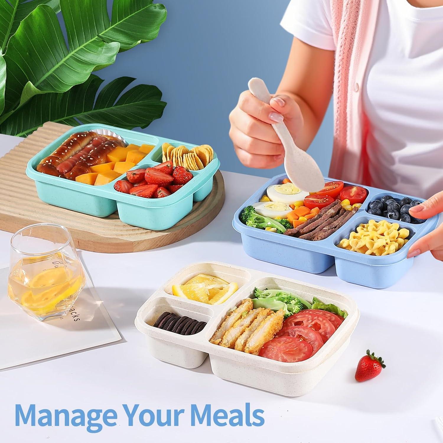 Paquete de 5 Bento Box RASUSS, Caja de Almuerzo 3 Compartimentos