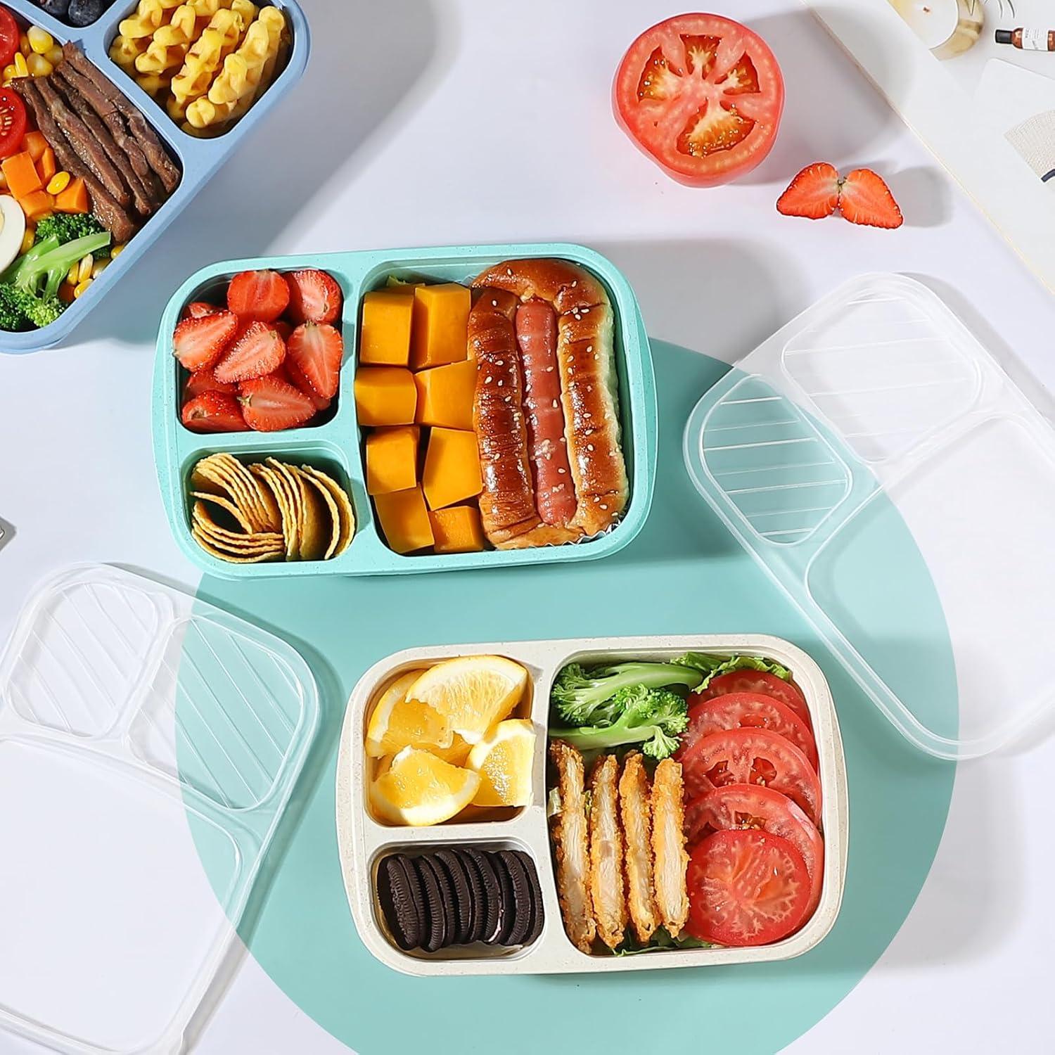 Paquete de 5 Bento Box RASUSS, Caja de Almuerzo 3 Compartimentos