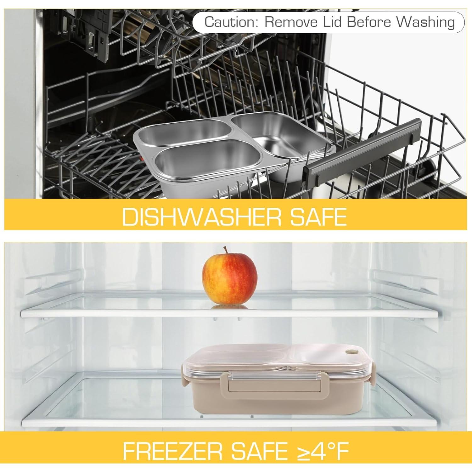 Caja de Almuerzo Acero Inoxidable AOEDEO 740ml 3 Compartimentos