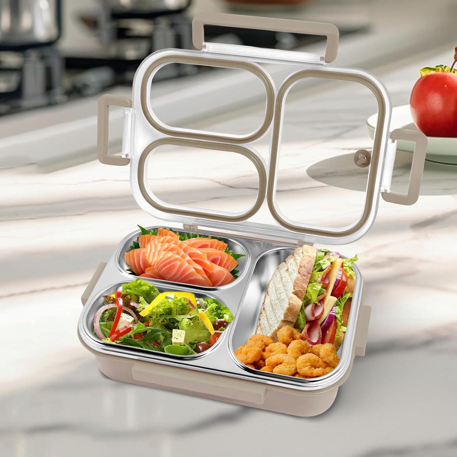 Caja de Almuerzo Acero Inoxidable AOEDEO 740ml 3 Compartimentos