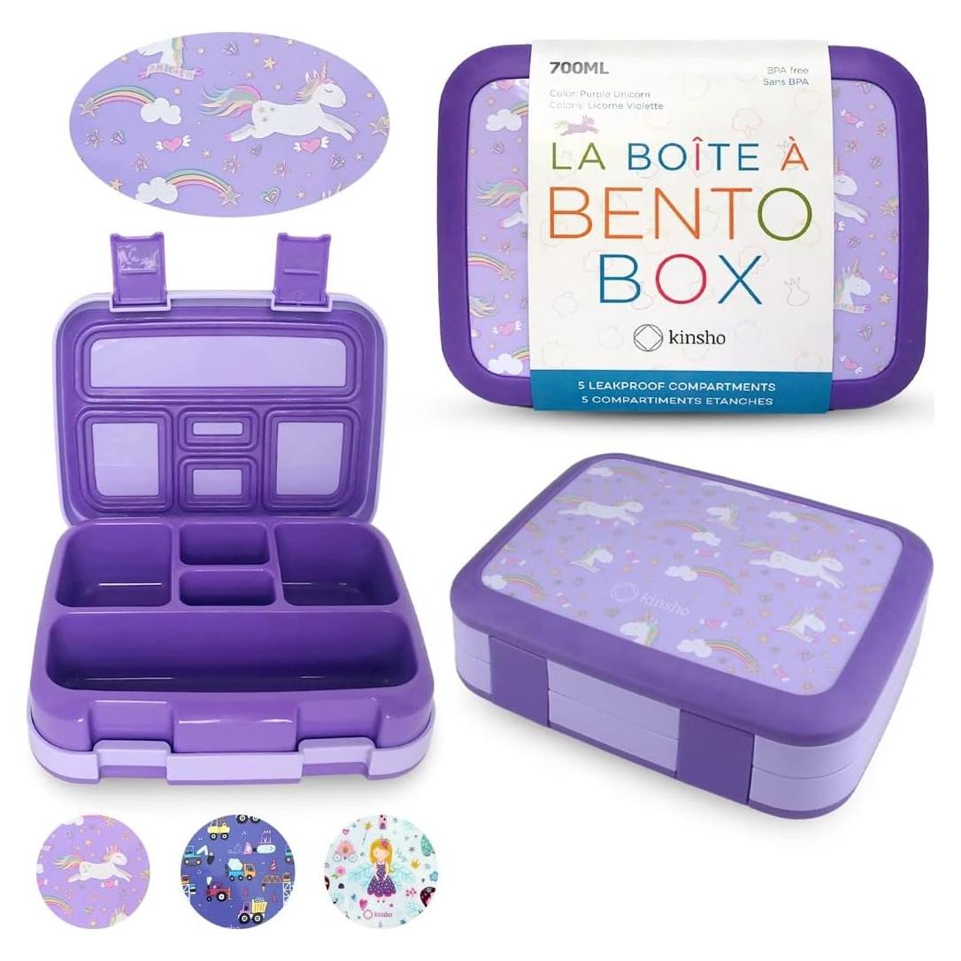 Lonchera Bento Kinsho Unicornio Púrpura 5 Secciones Sin BPA